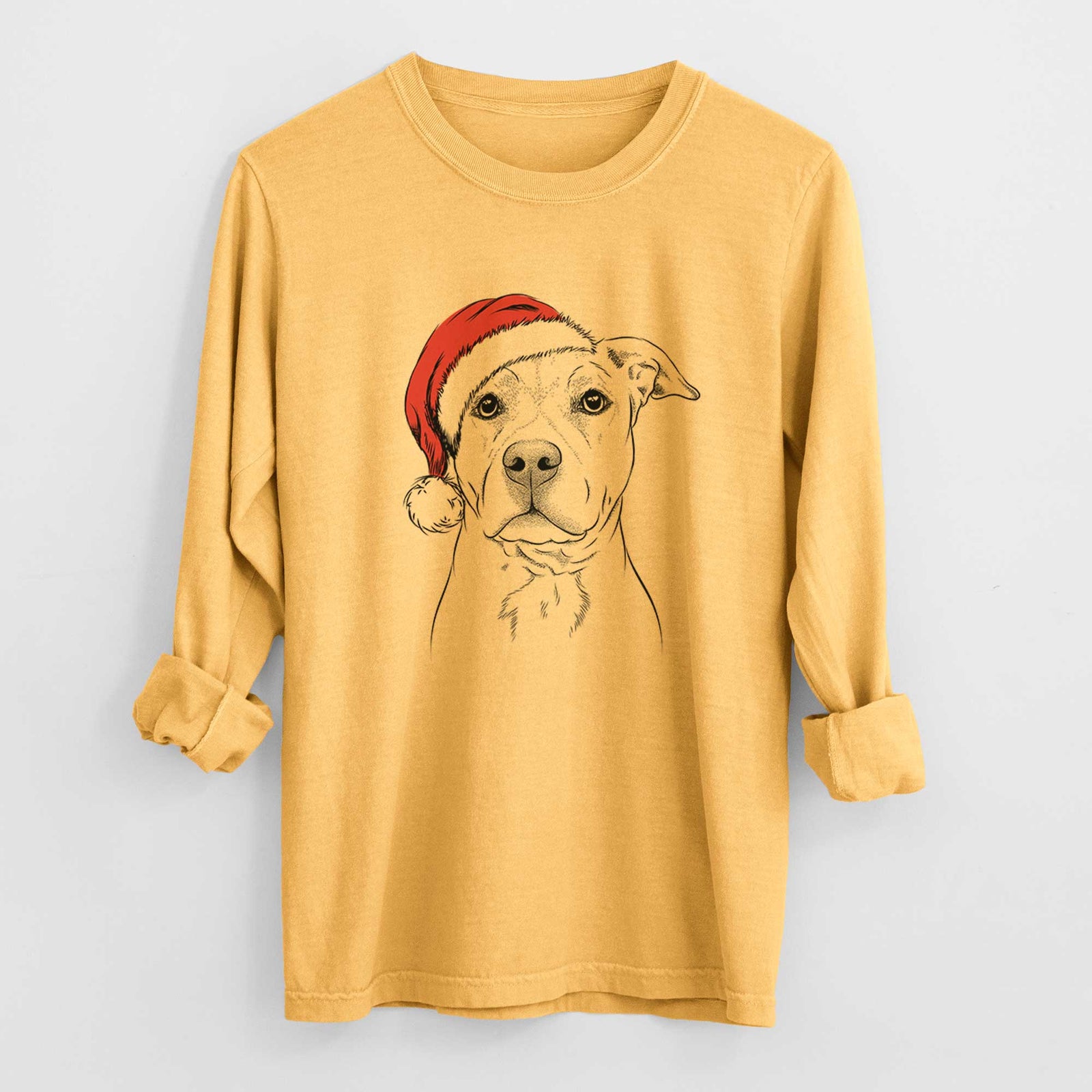 Santa Bailey the American Staffordshire Terrier - Heavyweight 100% Cotton Long Sleeve