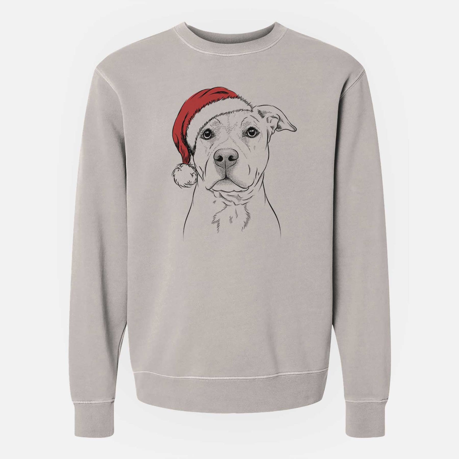 Santa Bailey the American Staffordshire Terrier - Unisex Pigment Dyed Crew Sweatshirt