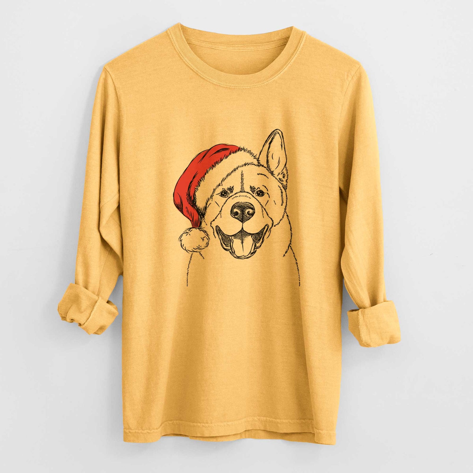 Santa Baku the Akita - Heavyweight 100% Cotton Long Sleeve