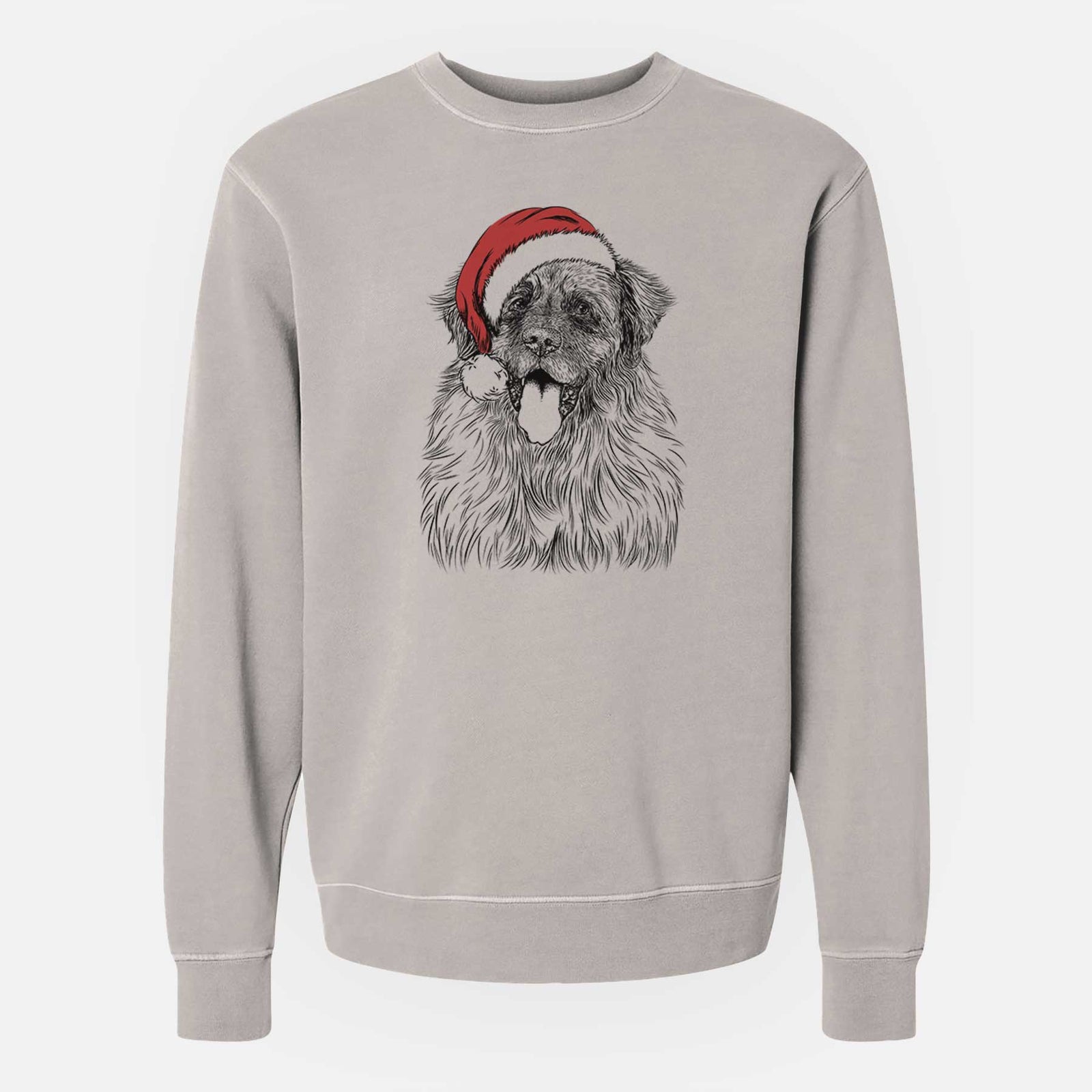 Santa Bamboo the Leonberger - Unisex Pigment Dyed Crew Sweatshirt