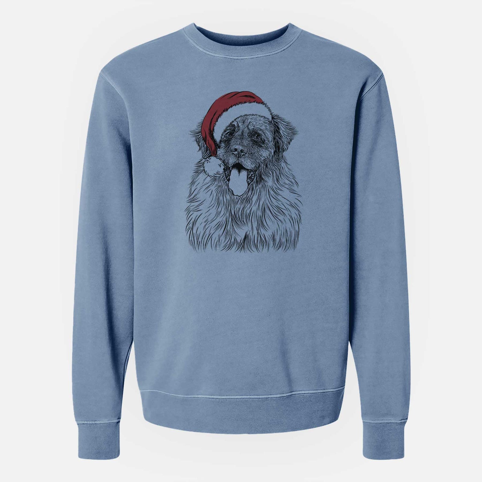 Santa Bamboo the Leonberger - Unisex Pigment Dyed Crew Sweatshirt