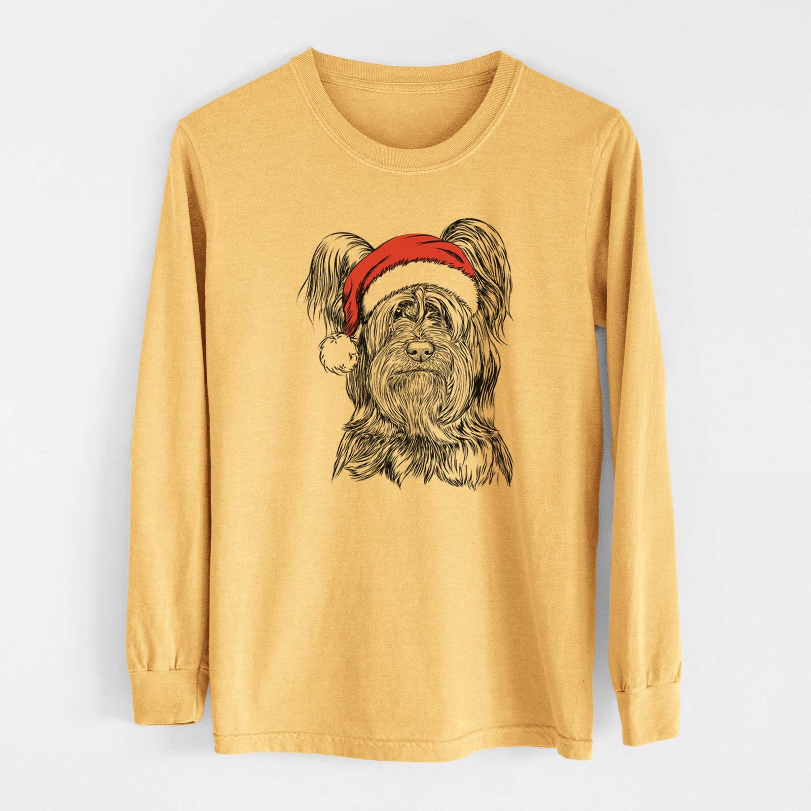 Santa Bandit the Skye Terrier - Heavyweight 100% Cotton Long Sleeve