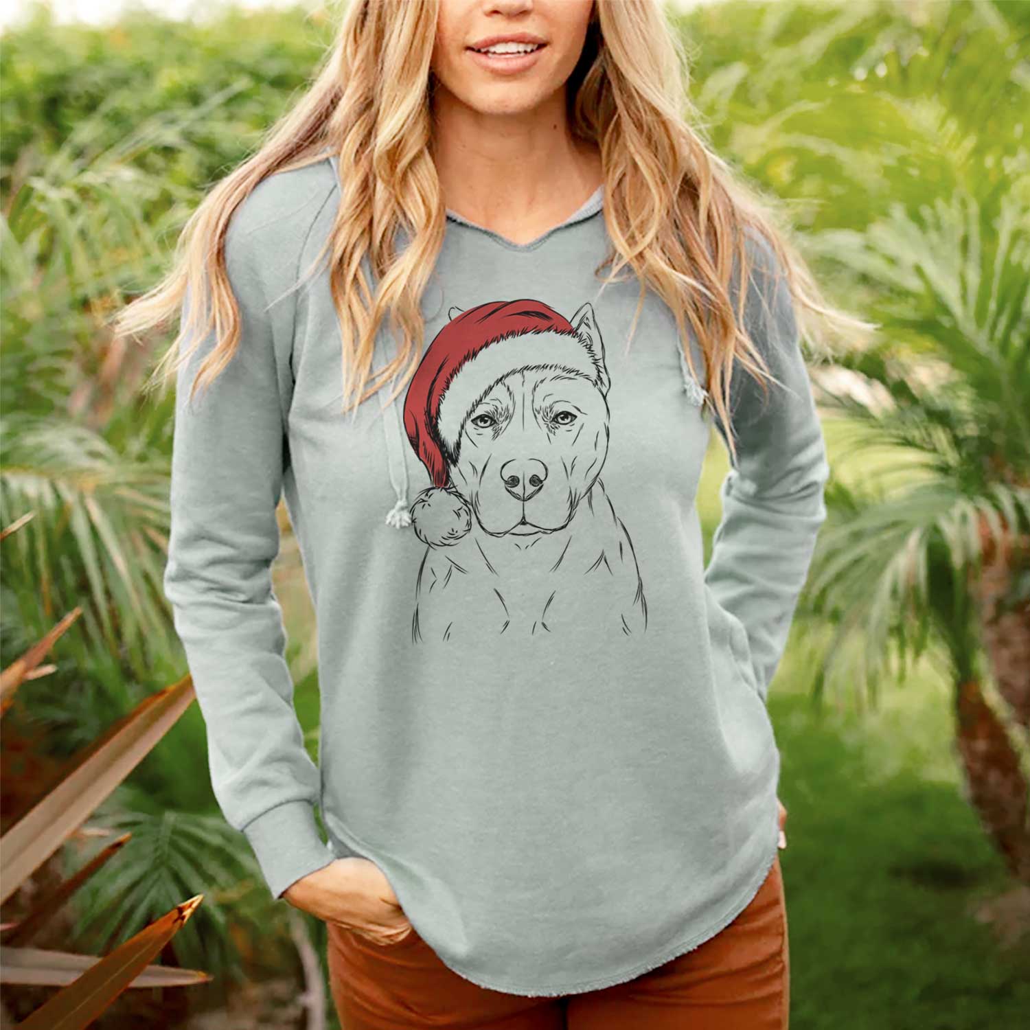 Santa Bane the Pitbull Mix - Cali Wave Hooded Sweatshirt