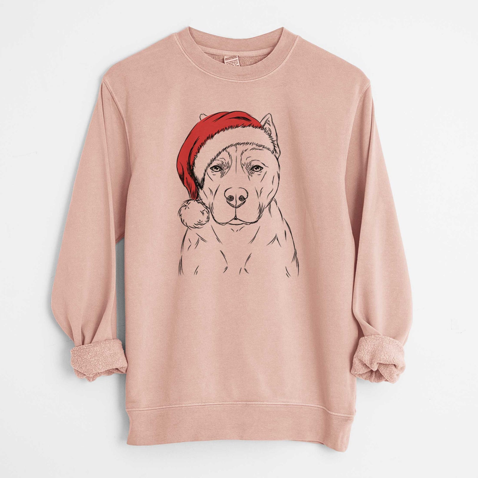 Santa Bane the Pitbull Mix - Unisex Pigment Dyed Crew Sweatshirt