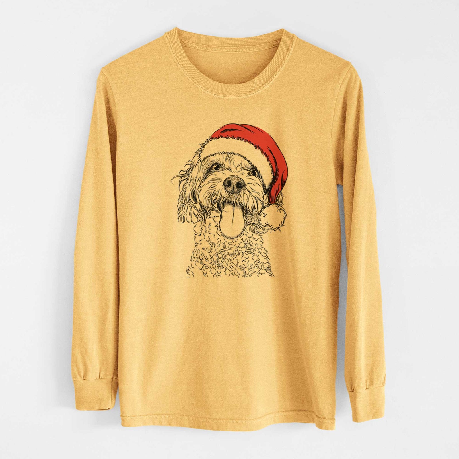 Santa Barney the Cavachon - Heavyweight 100% Cotton Long Sleeve