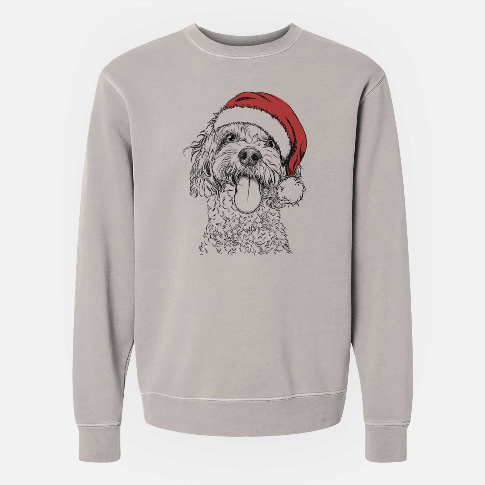 Santa Barney the Cavachon - Unisex Pigment Dyed Crew Sweatshirt
