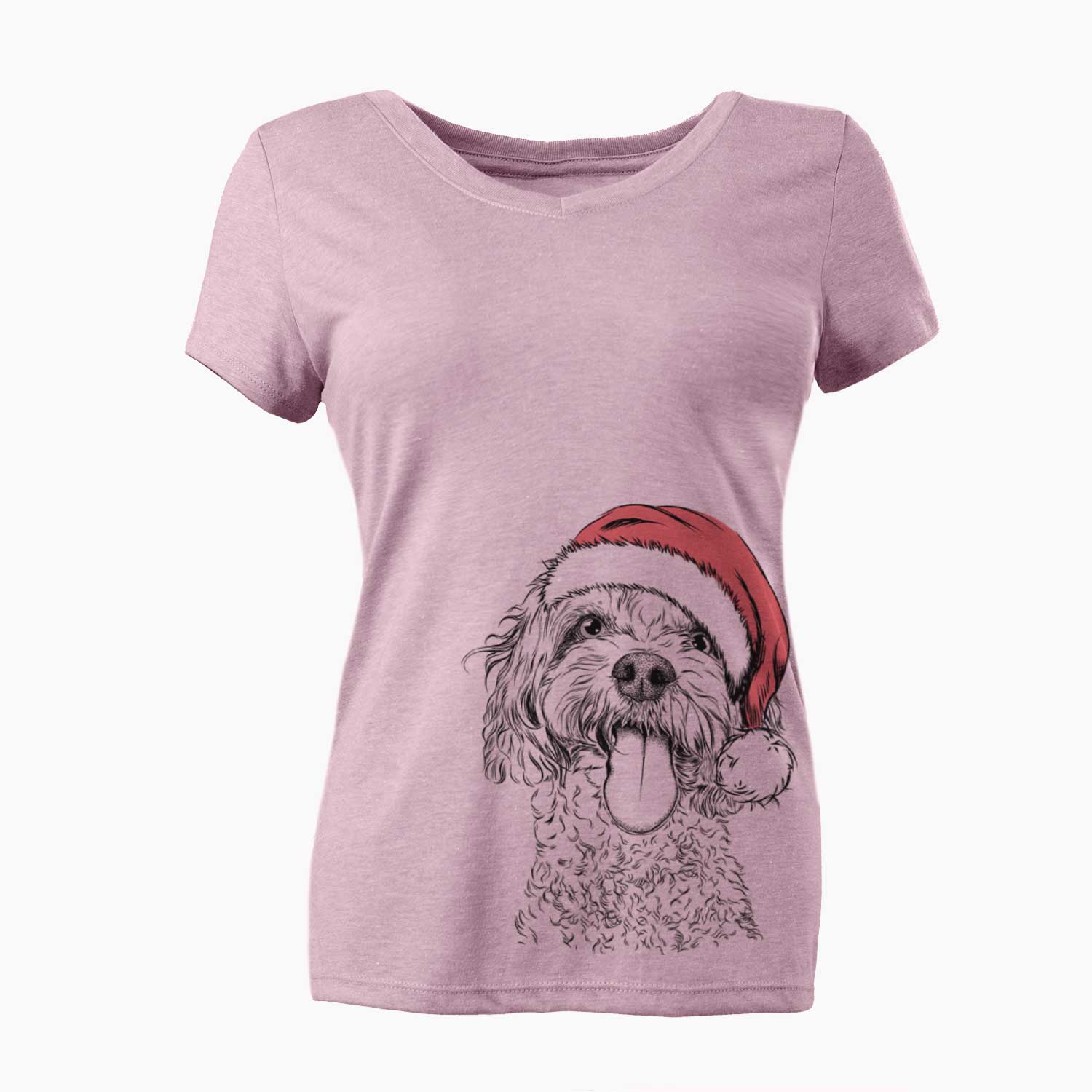 Santa Barney the Cavachon - Women's V-neck Shirt