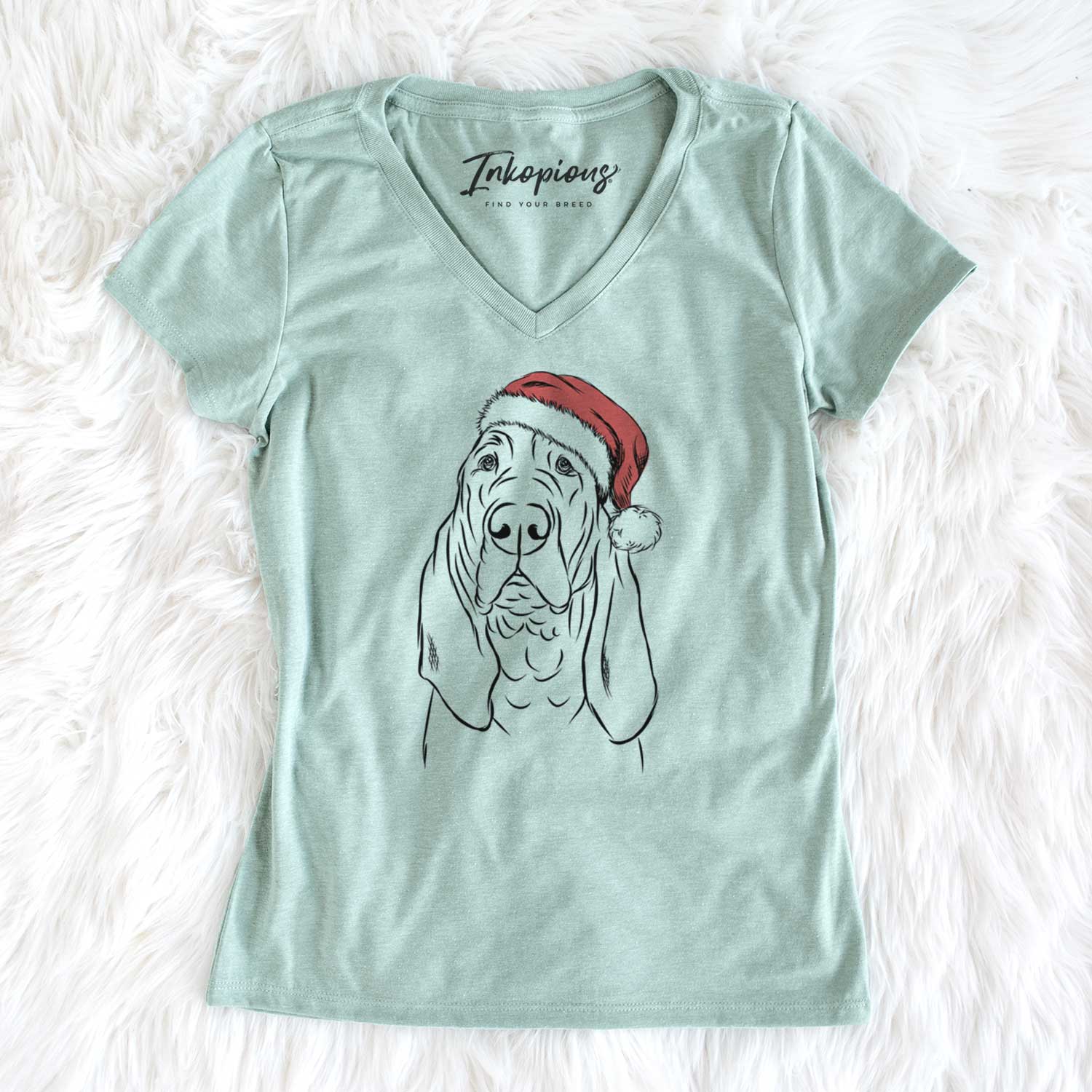 Santa Baron the Bloodhound - Women's V-neck Shirt