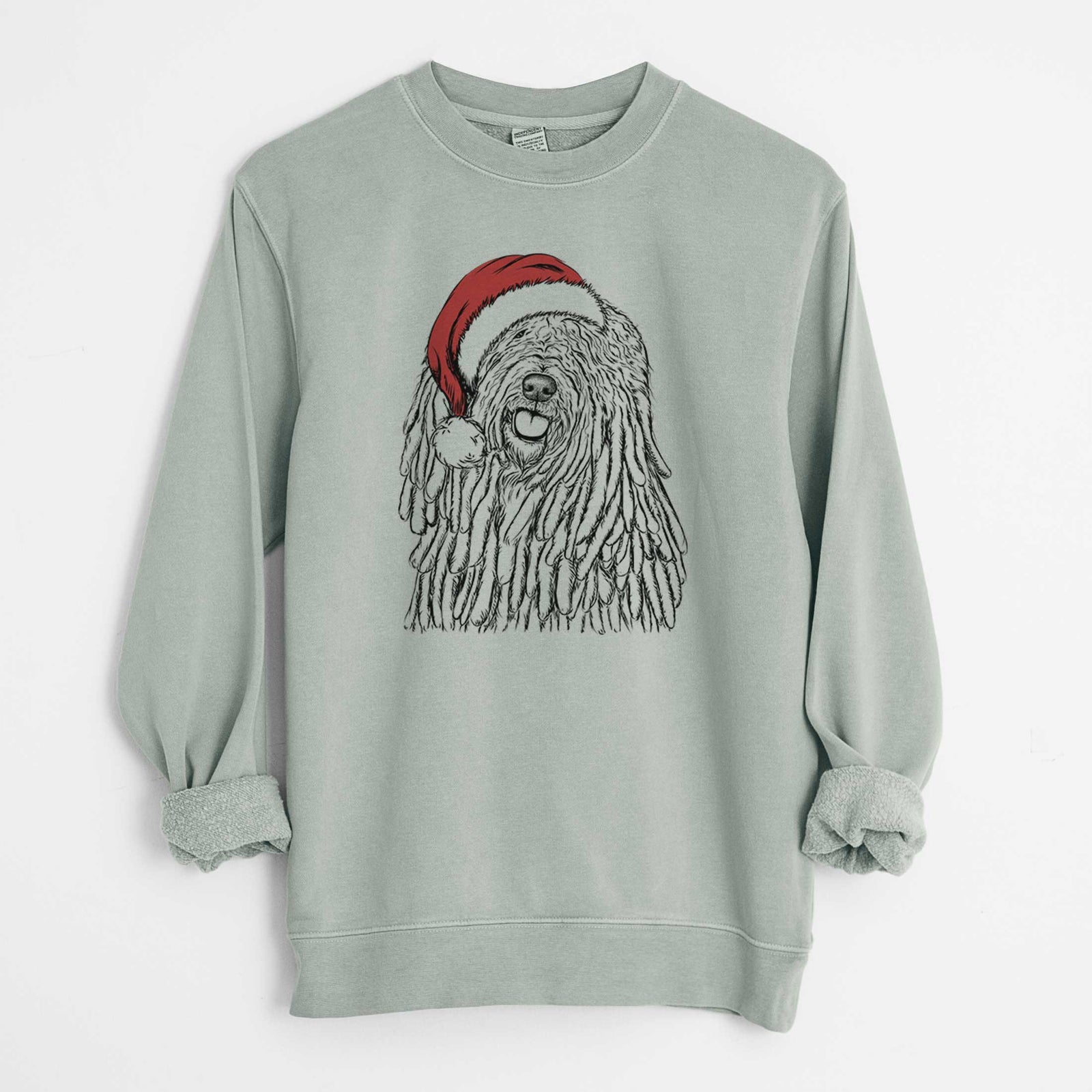 Santa Barry the Komondor - Unisex Pigment Dyed Crew Sweatshirt
