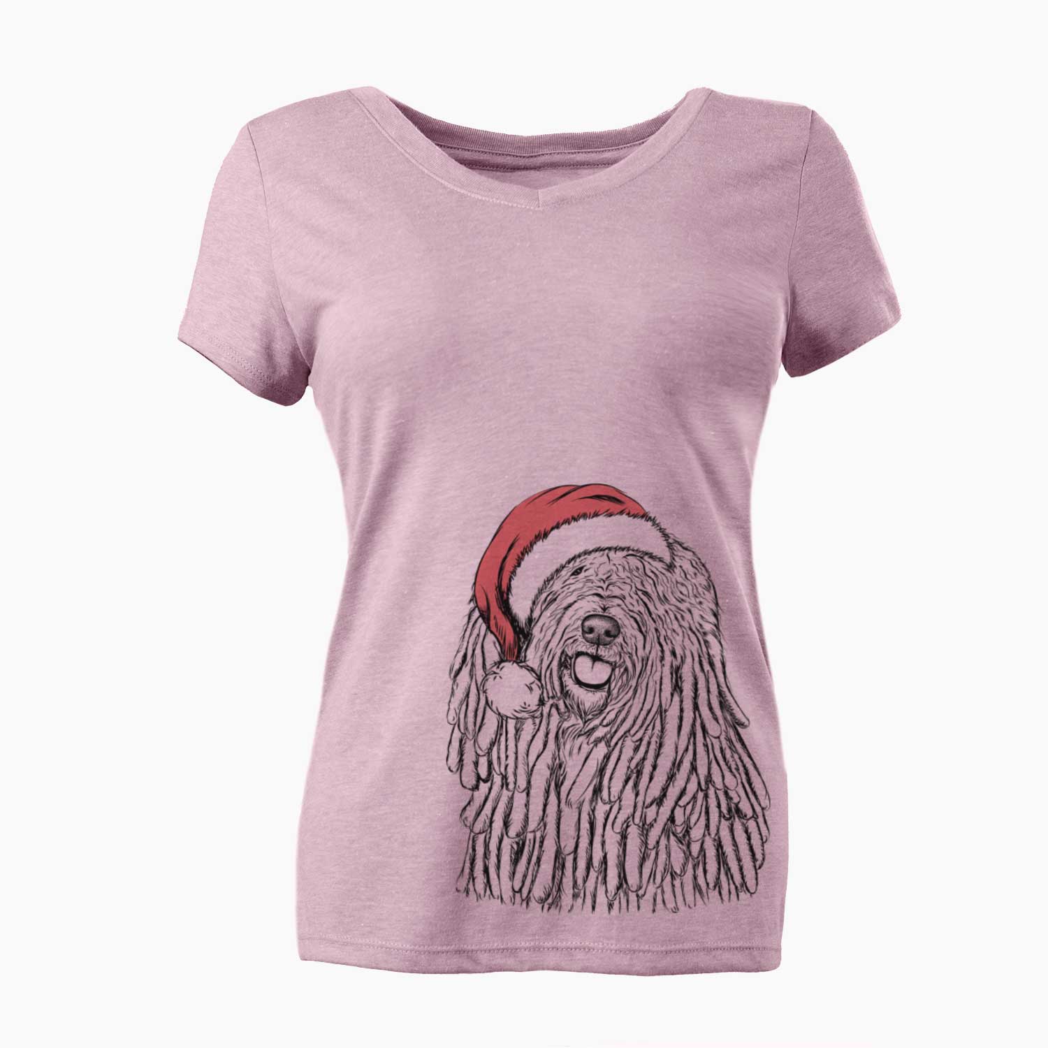 Santa Barry the Komondor - Women's V-neck Shirt