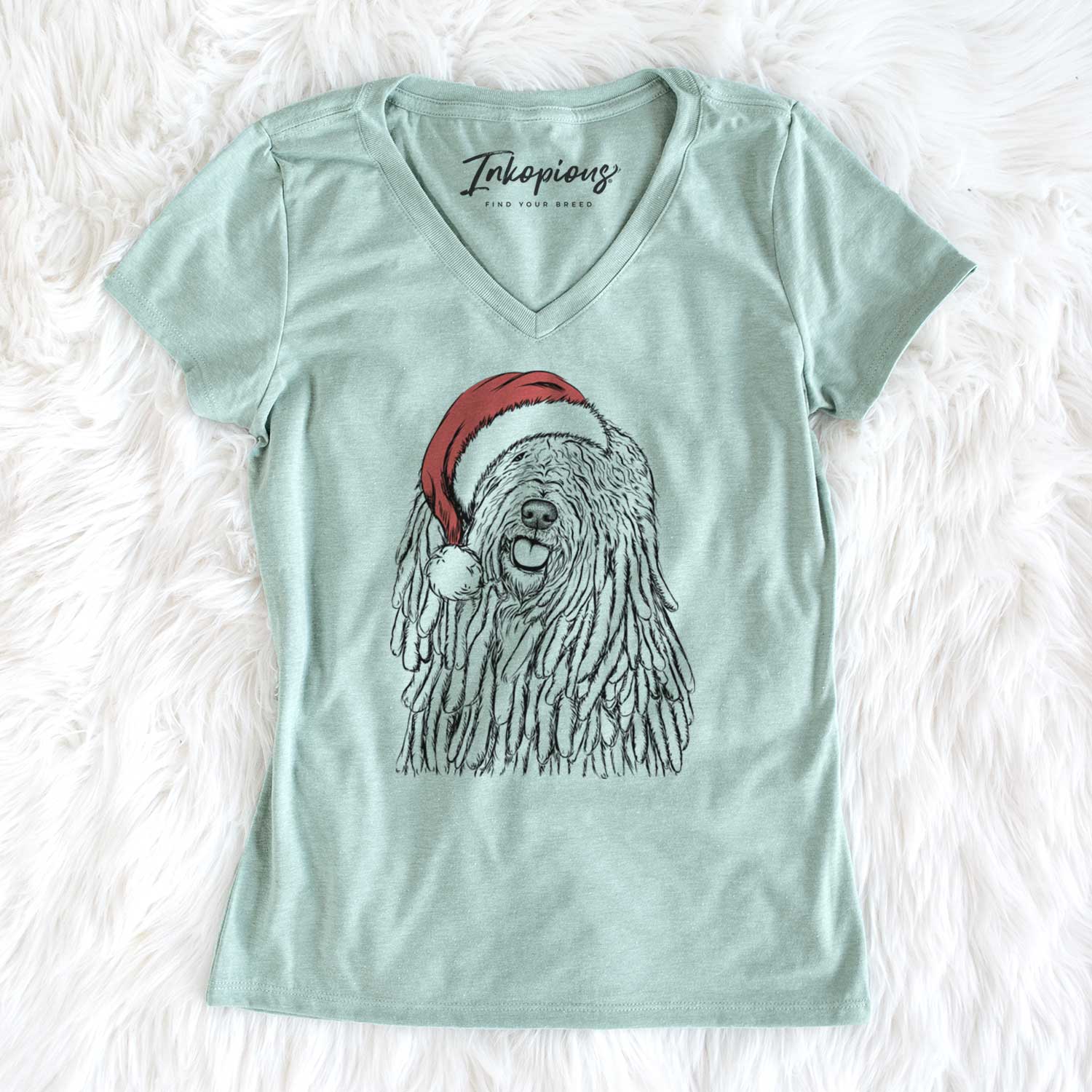 Santa Barry the Komondor - Women's V-neck Shirt