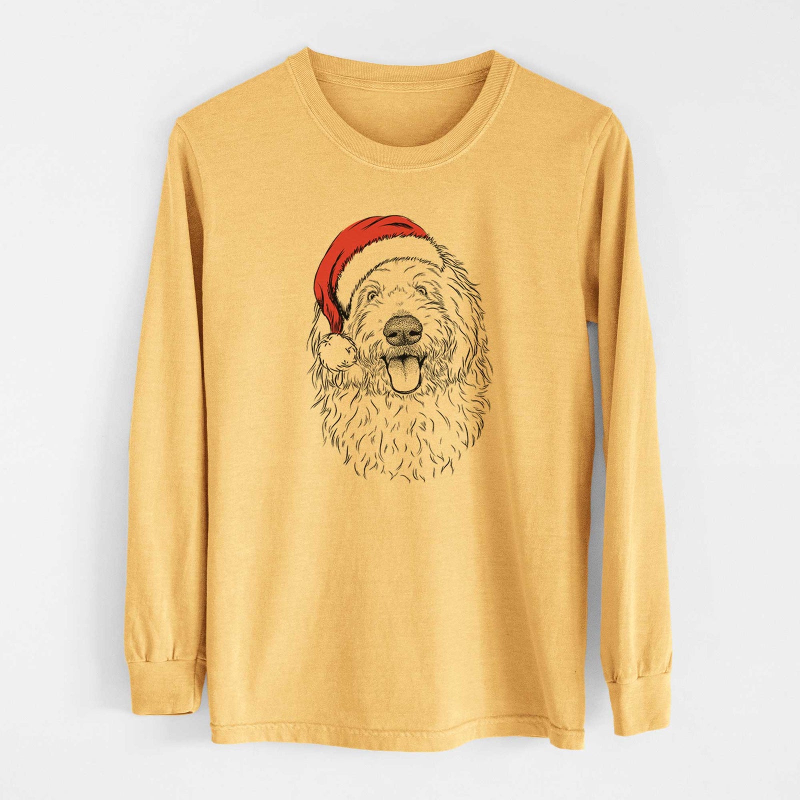 Santa Barry the Old English Sheepdog - Heavyweight 100% Cotton Long Sleeve