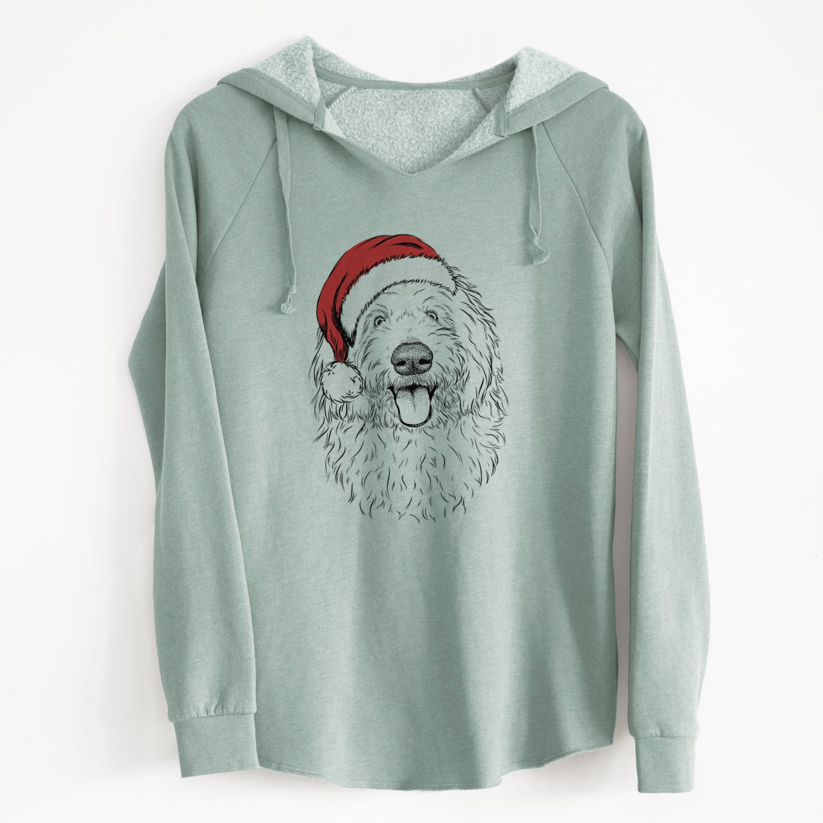 Santa Barry the Old English Sheepdog - Cali Wave Hooded Sweatshirt