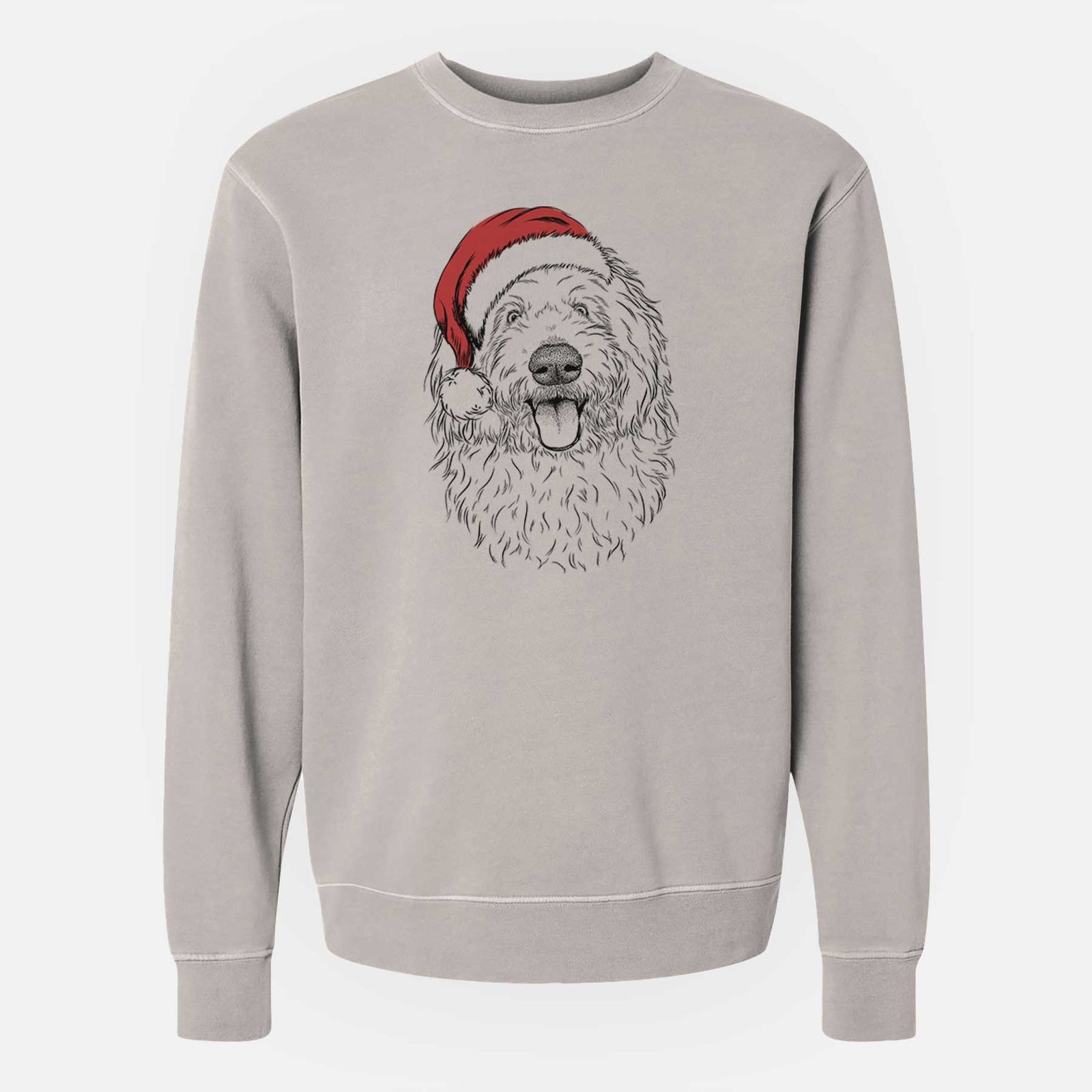 Santa Barry the Old English Sheepdog - Unisex Pigment Dyed Crew Sweatshirt