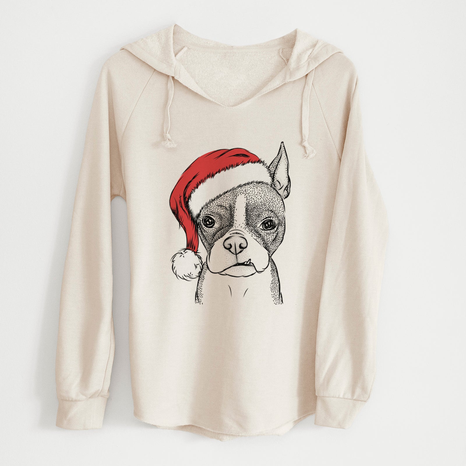 Santa Bean the Boston Terrier - Cali Wave Hooded Sweatshirt