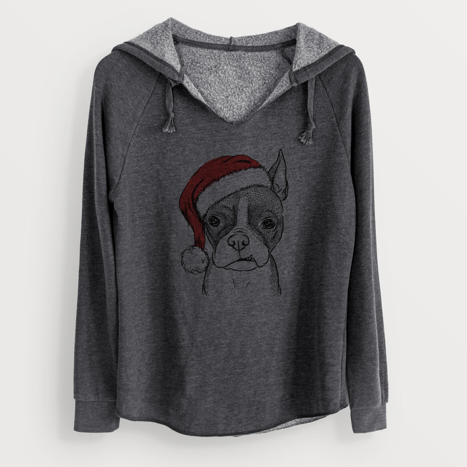 Santa Bean the Boston Terrier - Cali Wave Hooded Sweatshirt