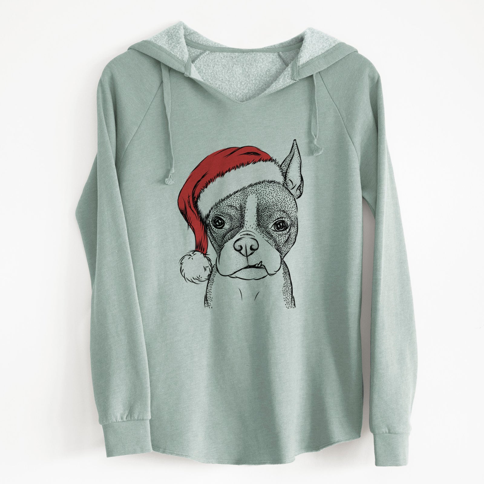 Santa Bean the Boston Terrier - Cali Wave Hooded Sweatshirt