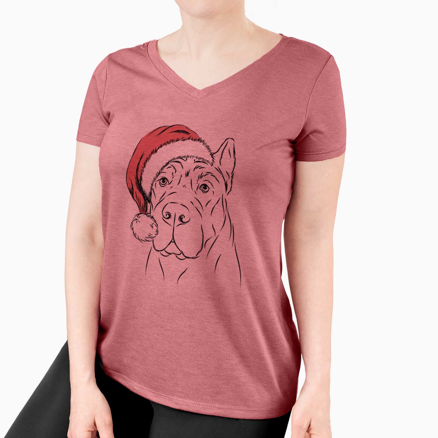 Santa Bearson the Cane Corso - Women's V-neck Shirt