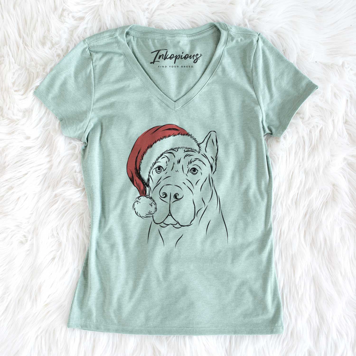 Santa Bearson the Cane Corso - Women's V-neck Shirt
