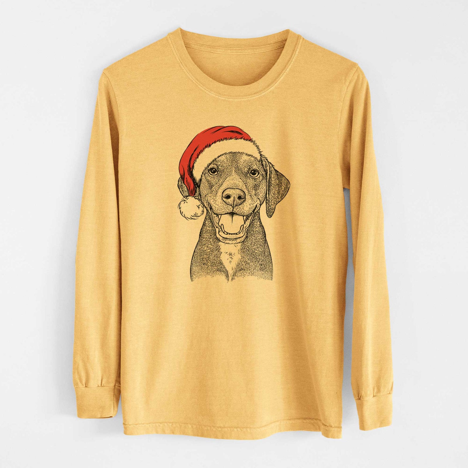 Santa Beaver the Hound Mix - Heavyweight 100% Cotton Long Sleeve