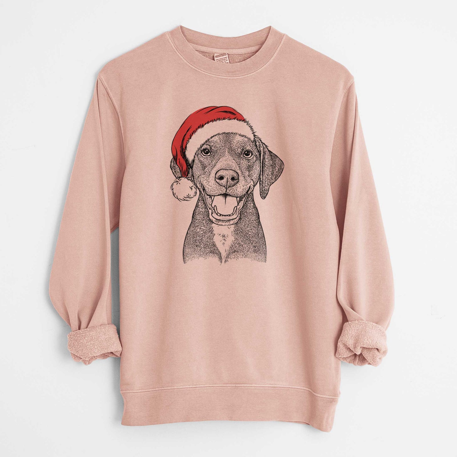 Santa Beaver the Hound Mix - Unisex Pigment Dyed Crew Sweatshirt