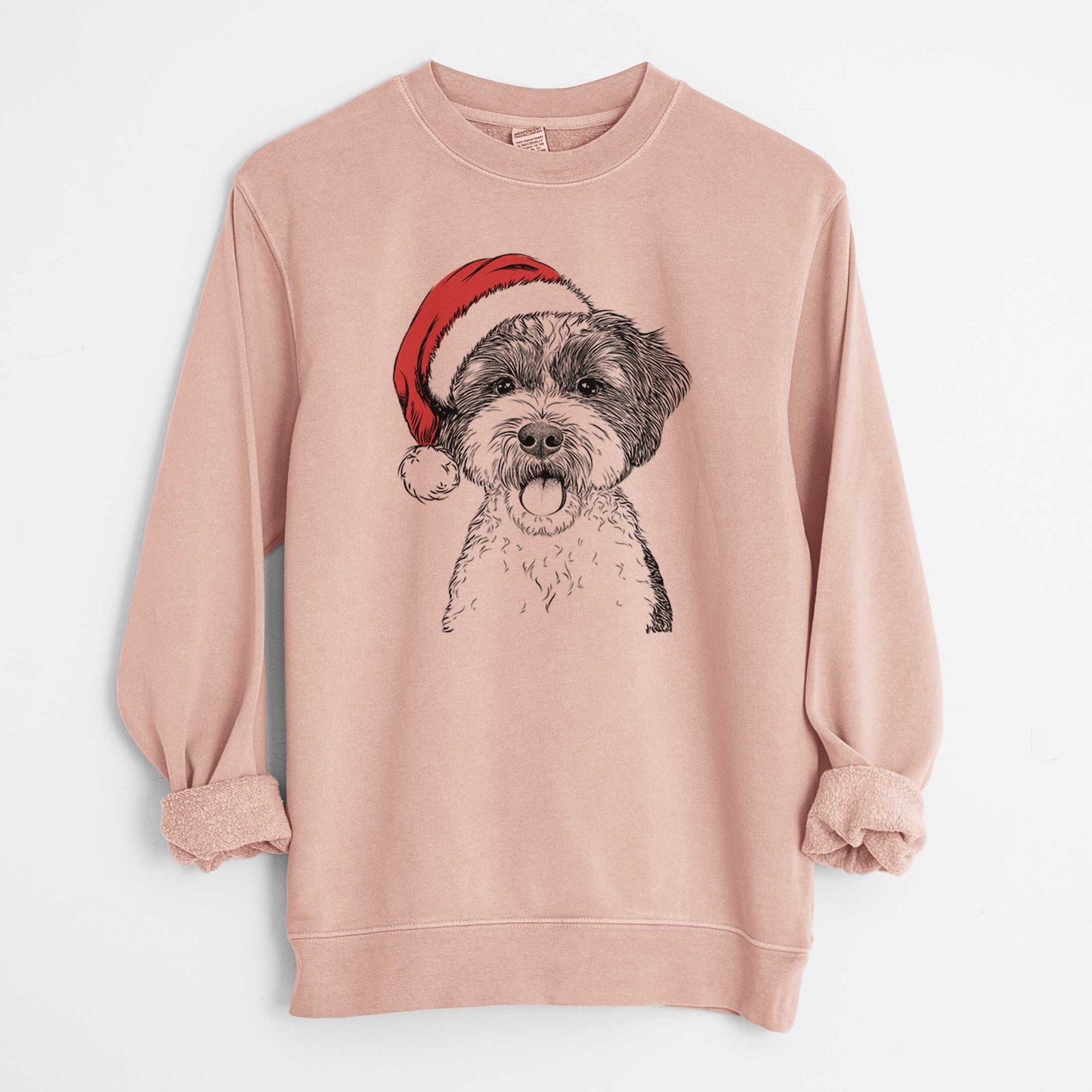 Santa Bella the Cockapoo - Unisex Pigment Dyed Crew Sweatshirt