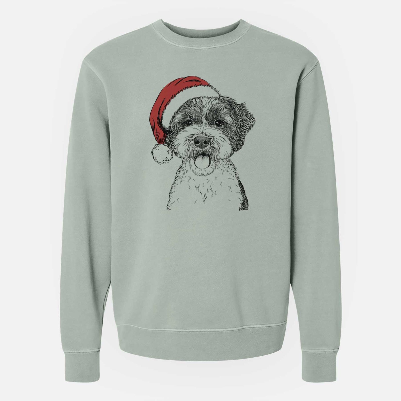 Santa Bella the Cockapoo - Unisex Pigment Dyed Crew Sweatshirt