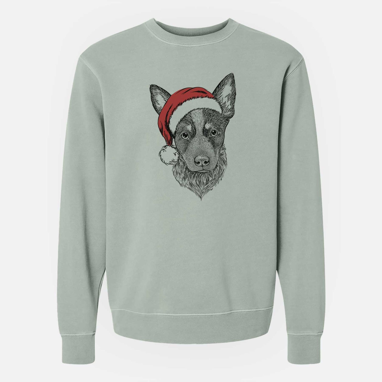 Santa Bella the Blue Heeler Puppy - Unisex Pigment Dyed Crew Sweatshirt