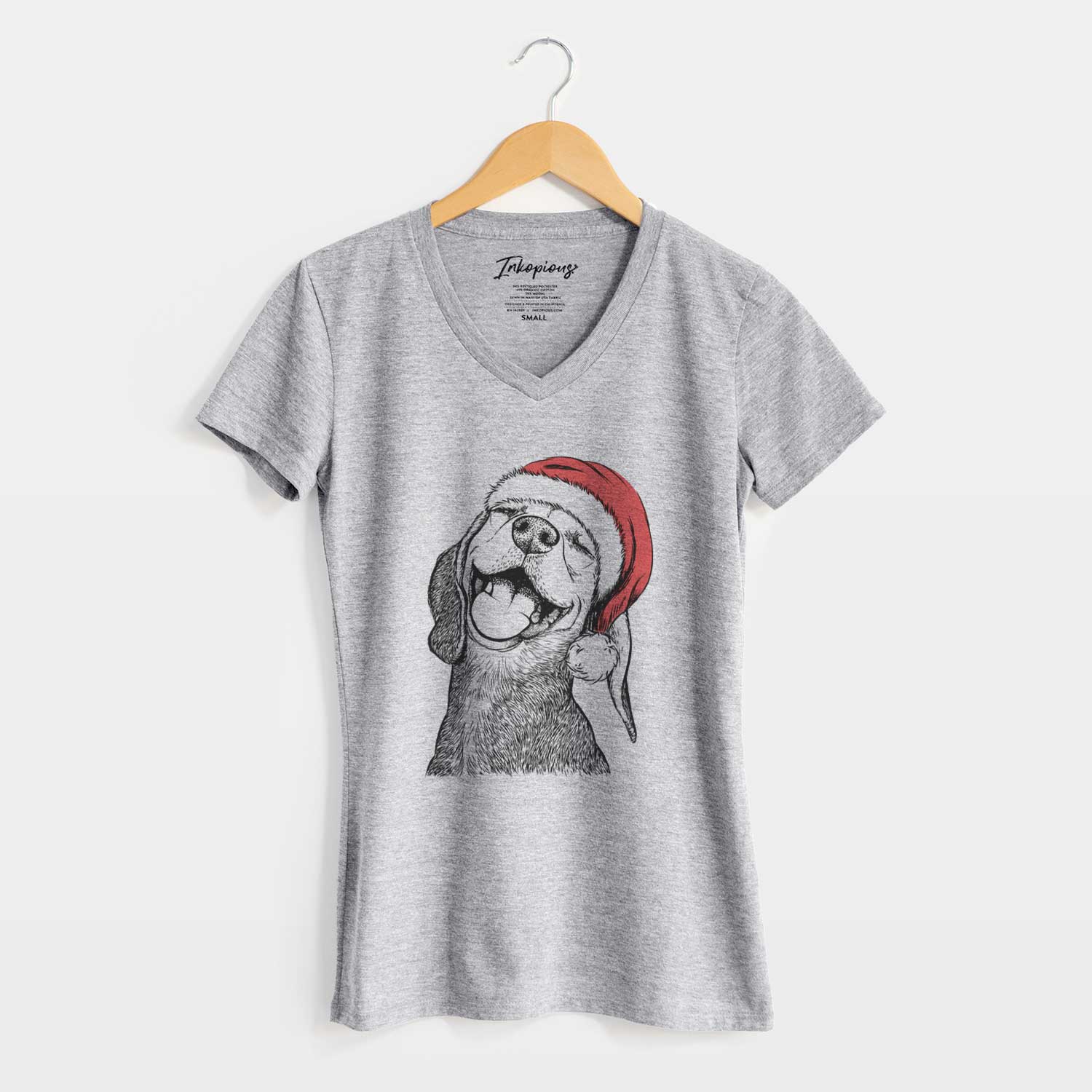 Santa Belle the Hound Mix - Women's V-neck Shirt