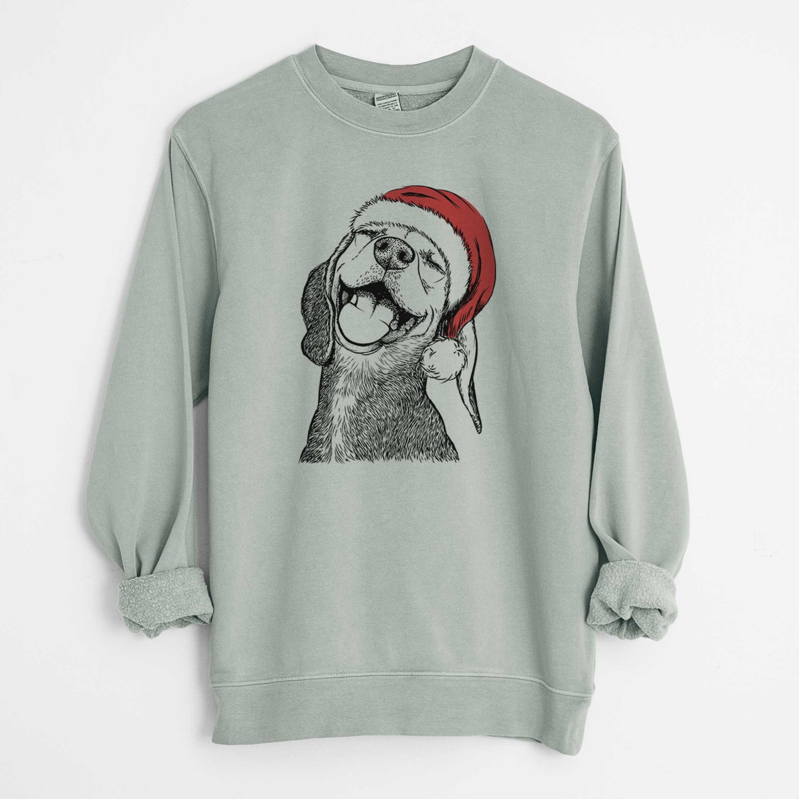 Santa Belle the Hound Mix - Unisex Pigment Dyed Crew Sweatshirt