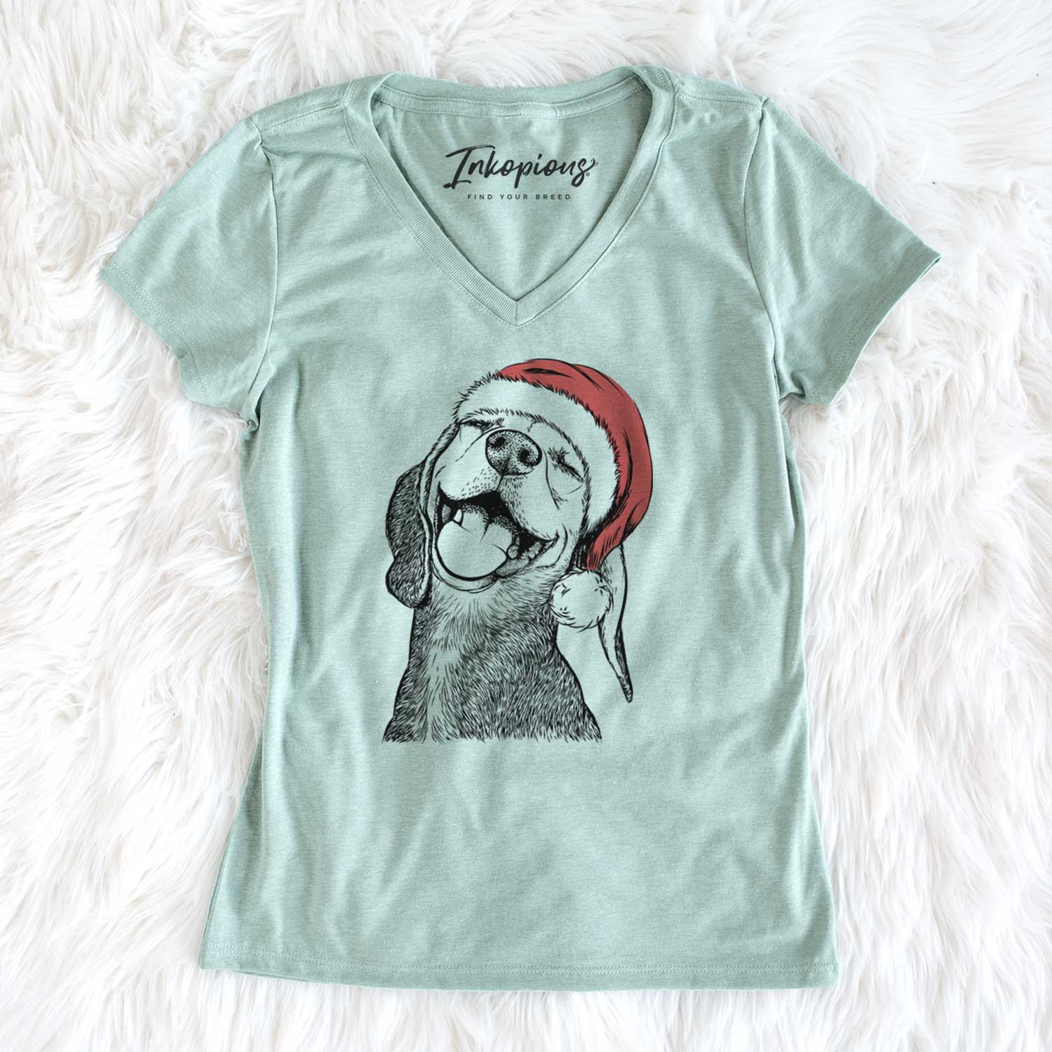 Santa Belle the Hound Mix - Women's V-neck Shirt