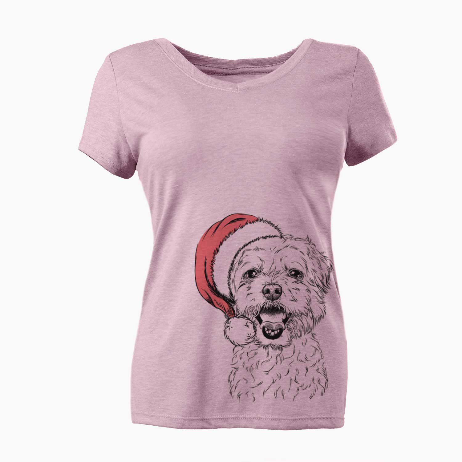 Santa Belle the Maltipoo - Women's V-neck Shirt