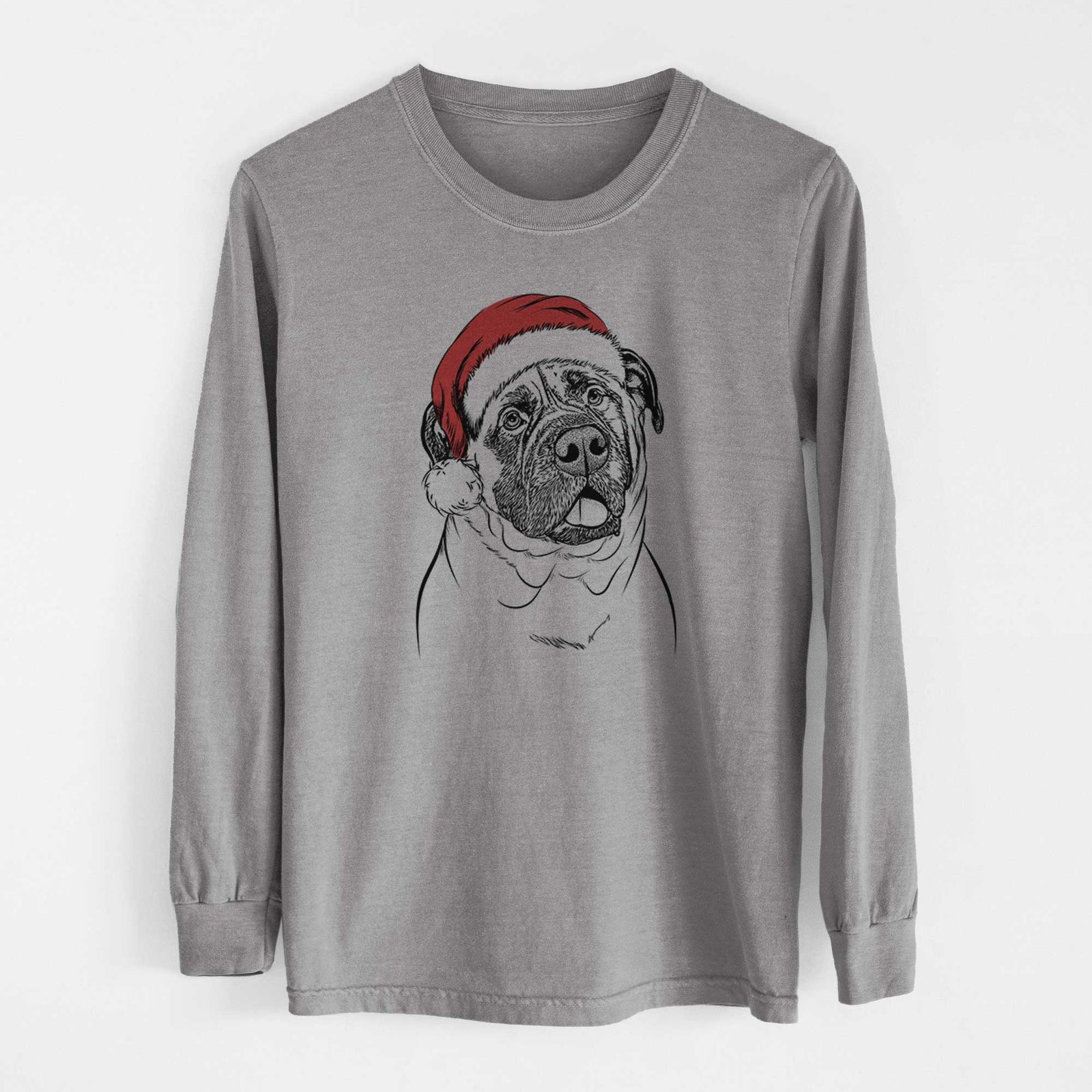 Santa Big P the English Mastiff - Heavyweight 100% Cotton Long Sleeve
