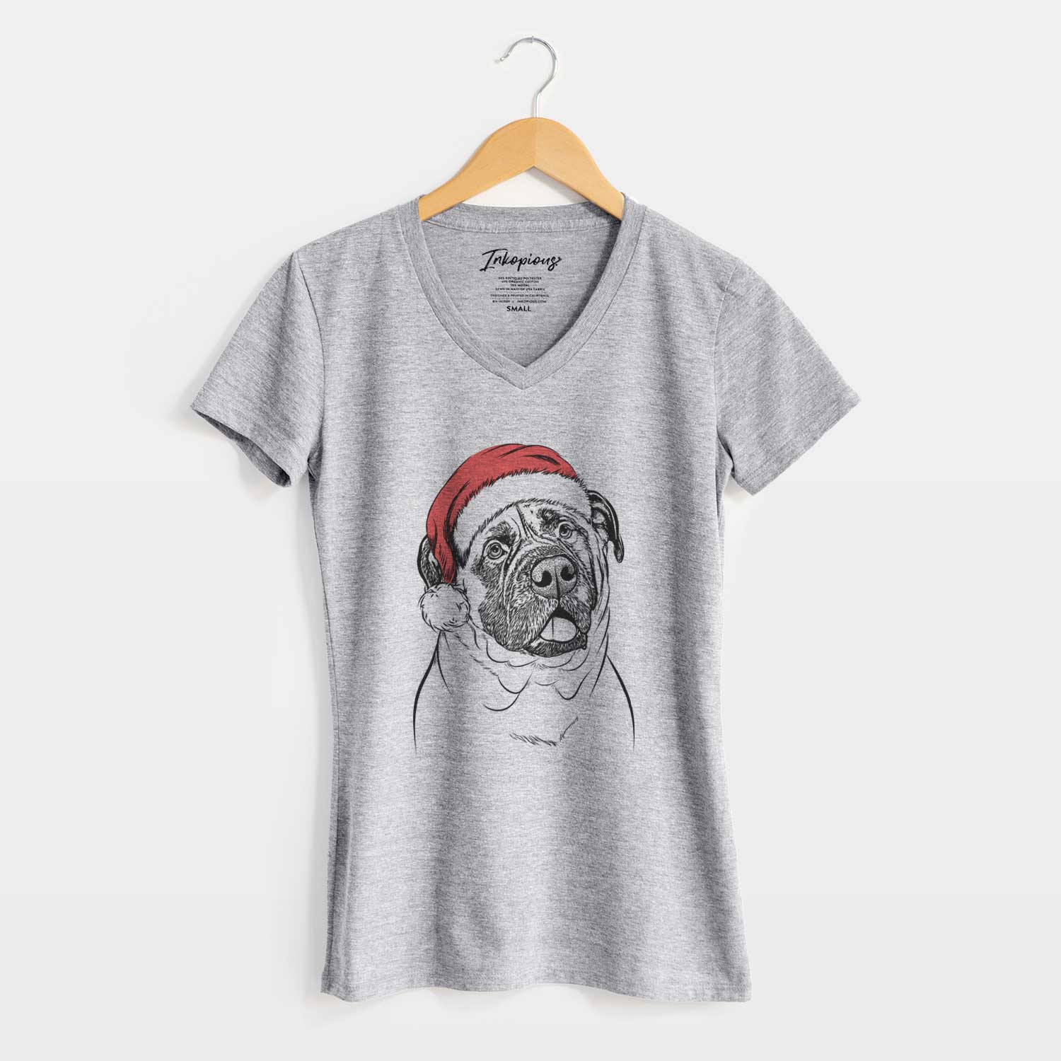 Santa Big P the English Mastiff - Women's V-neck Shirt