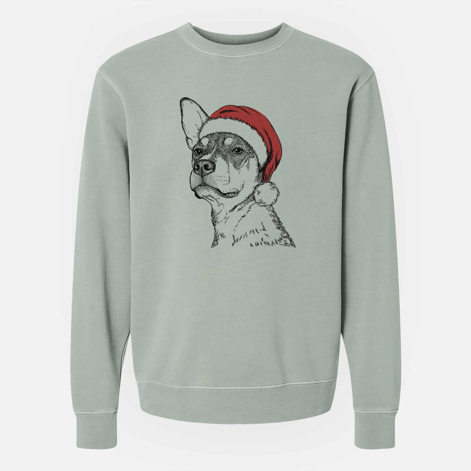 Santa Bill the Heeler Mix - Unisex Pigment Dyed Crew Sweatshirt