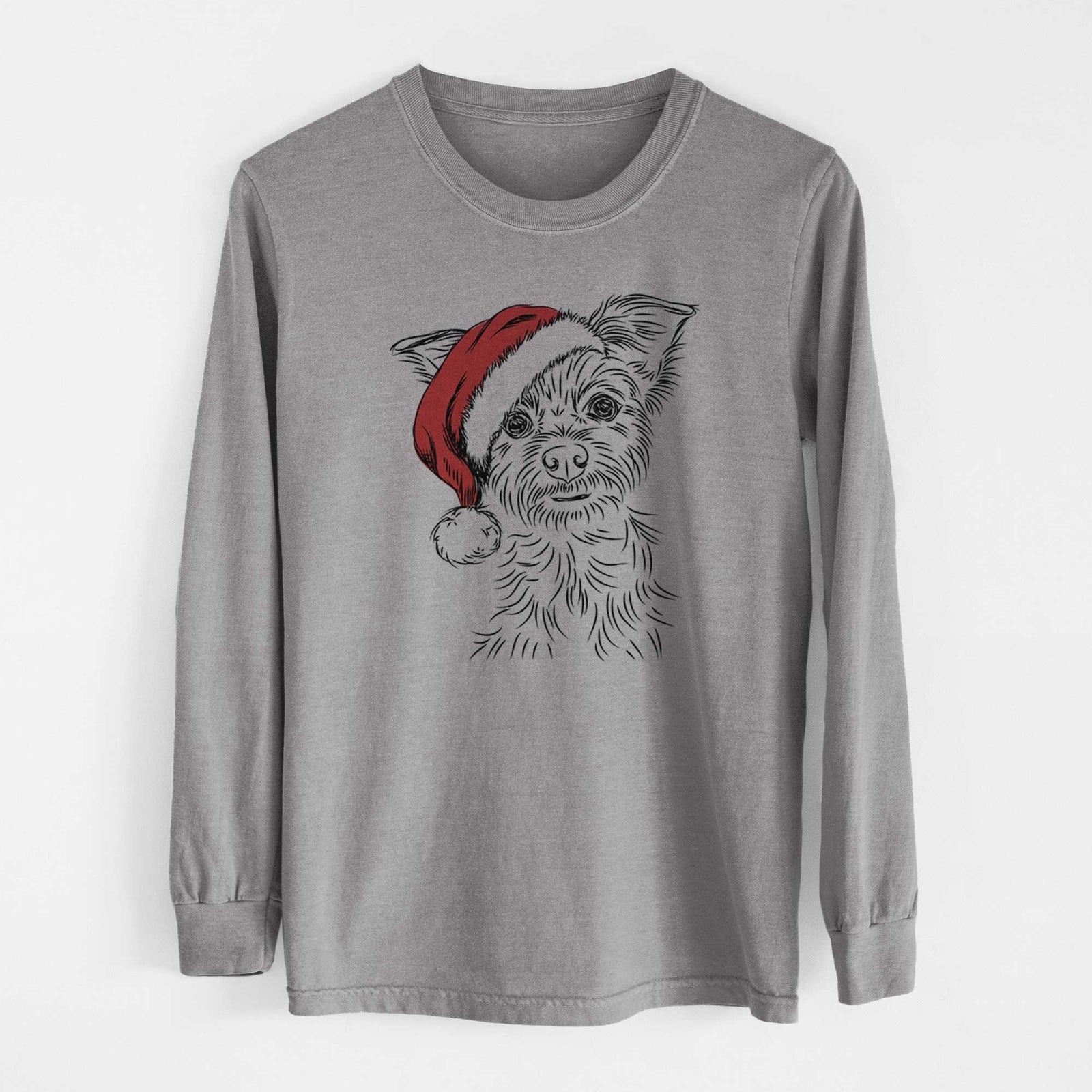 Santa Bingo the Yorkshire Terrier - Heavyweight 100% Cotton Long Sleeve