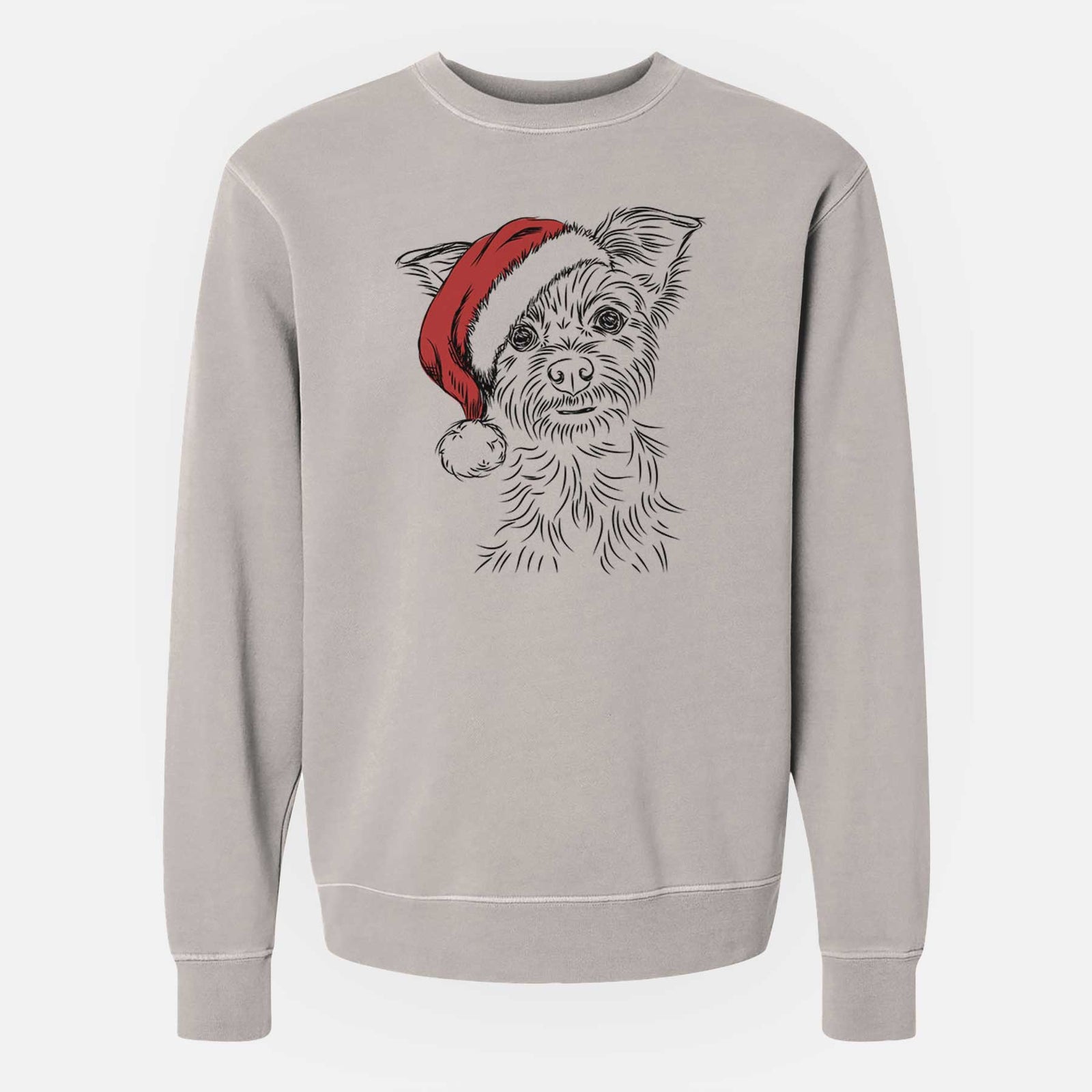 Santa Bingo the Yorkshire Terrier - Unisex Pigment Dyed Crew Sweatshirt