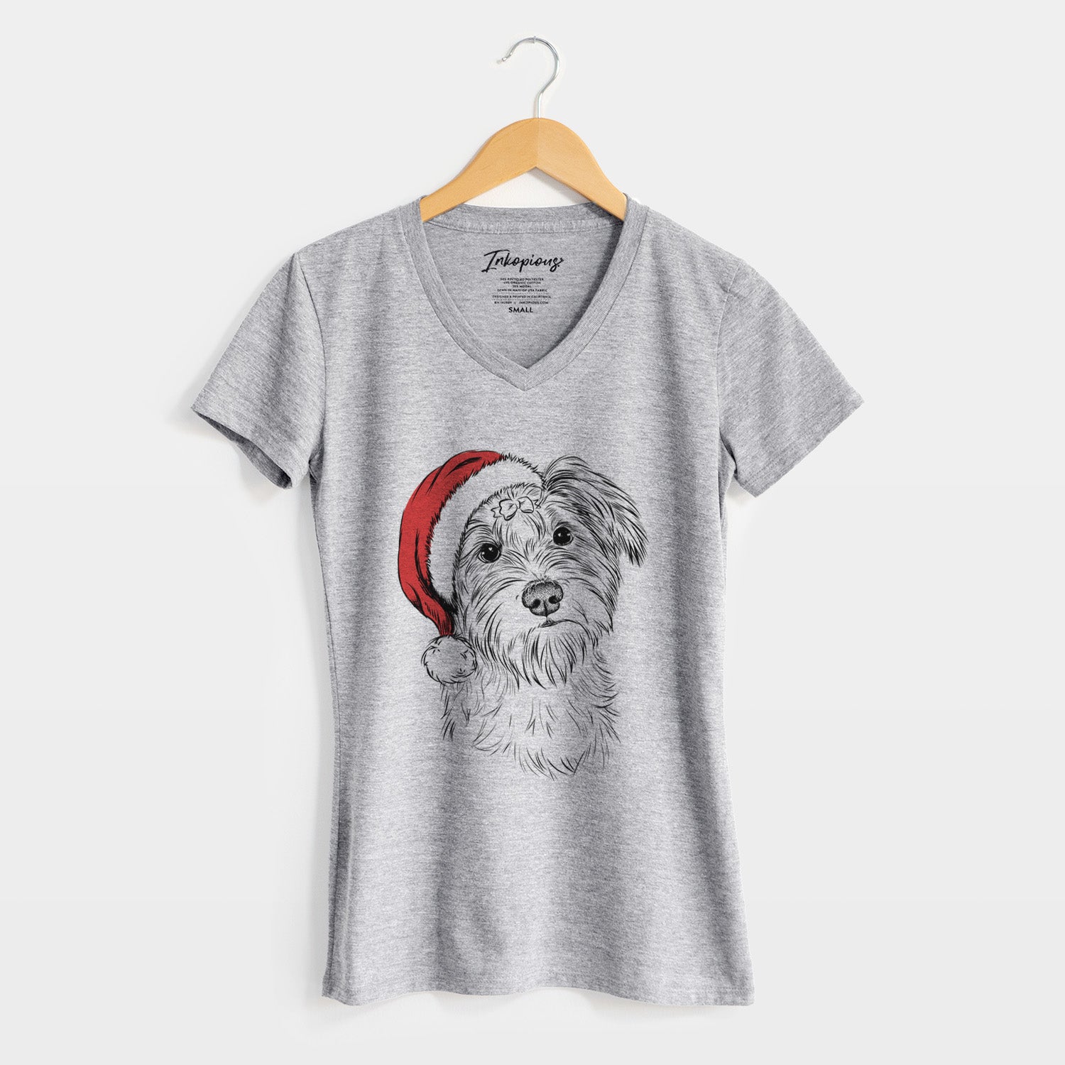 Santa Birdee the Schnauzer Mix - Women's Perfect V-neck Shirt