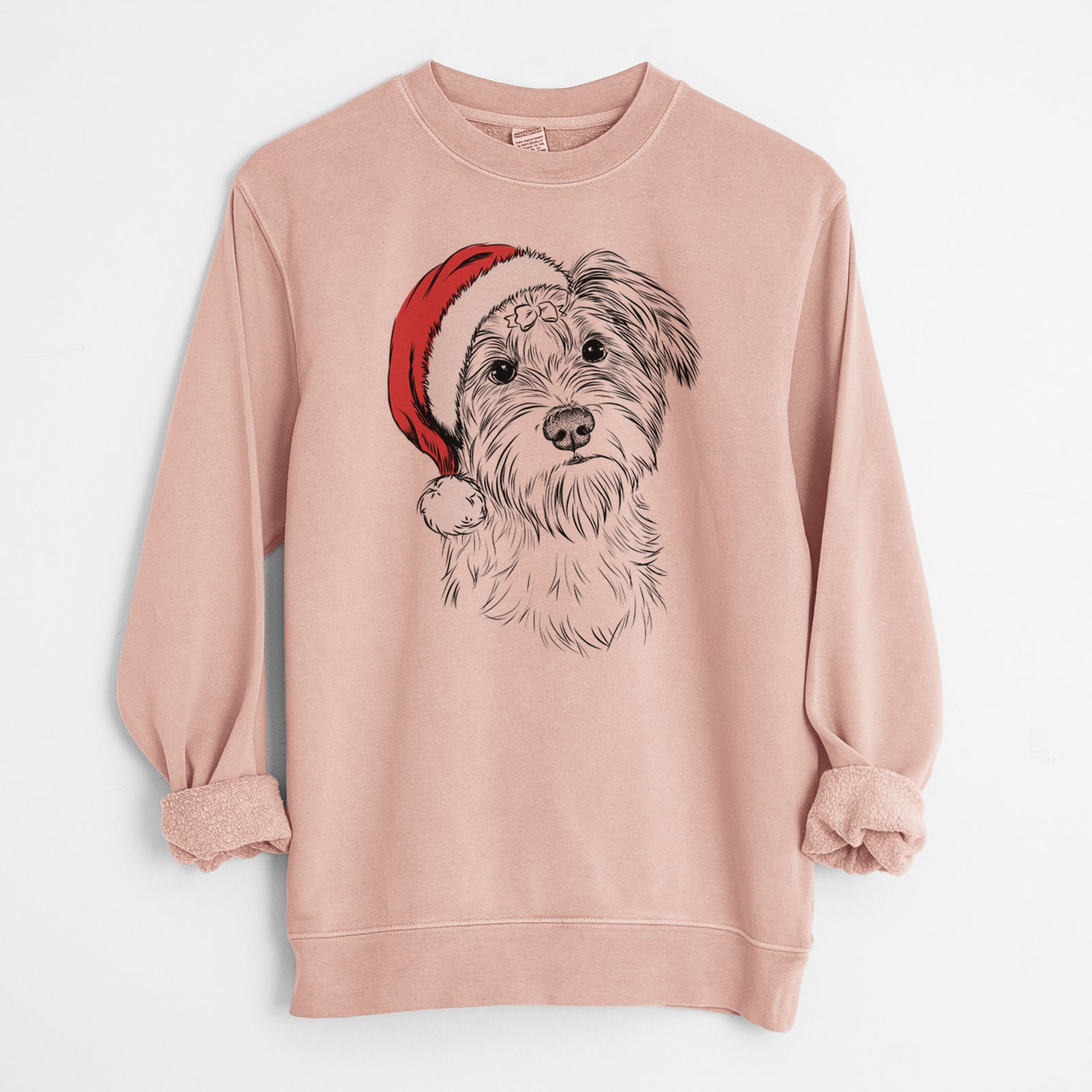 Santa Birdee the Schnauzer Mix - Unisex Pigment Dyed Crew Sweatshirt