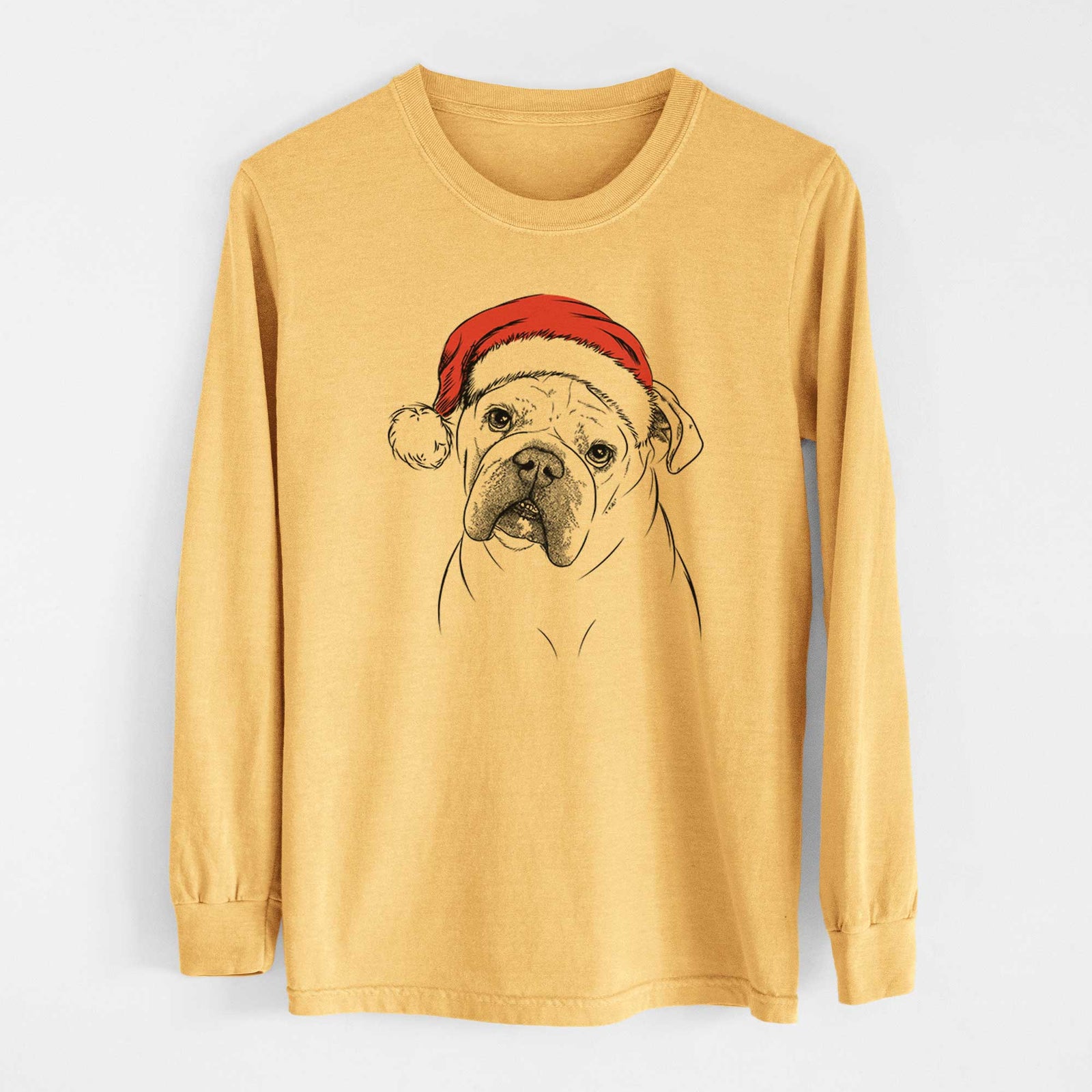 Santa Blossom the English Bulldog - Heavyweight 100% Cotton Long Sleeve