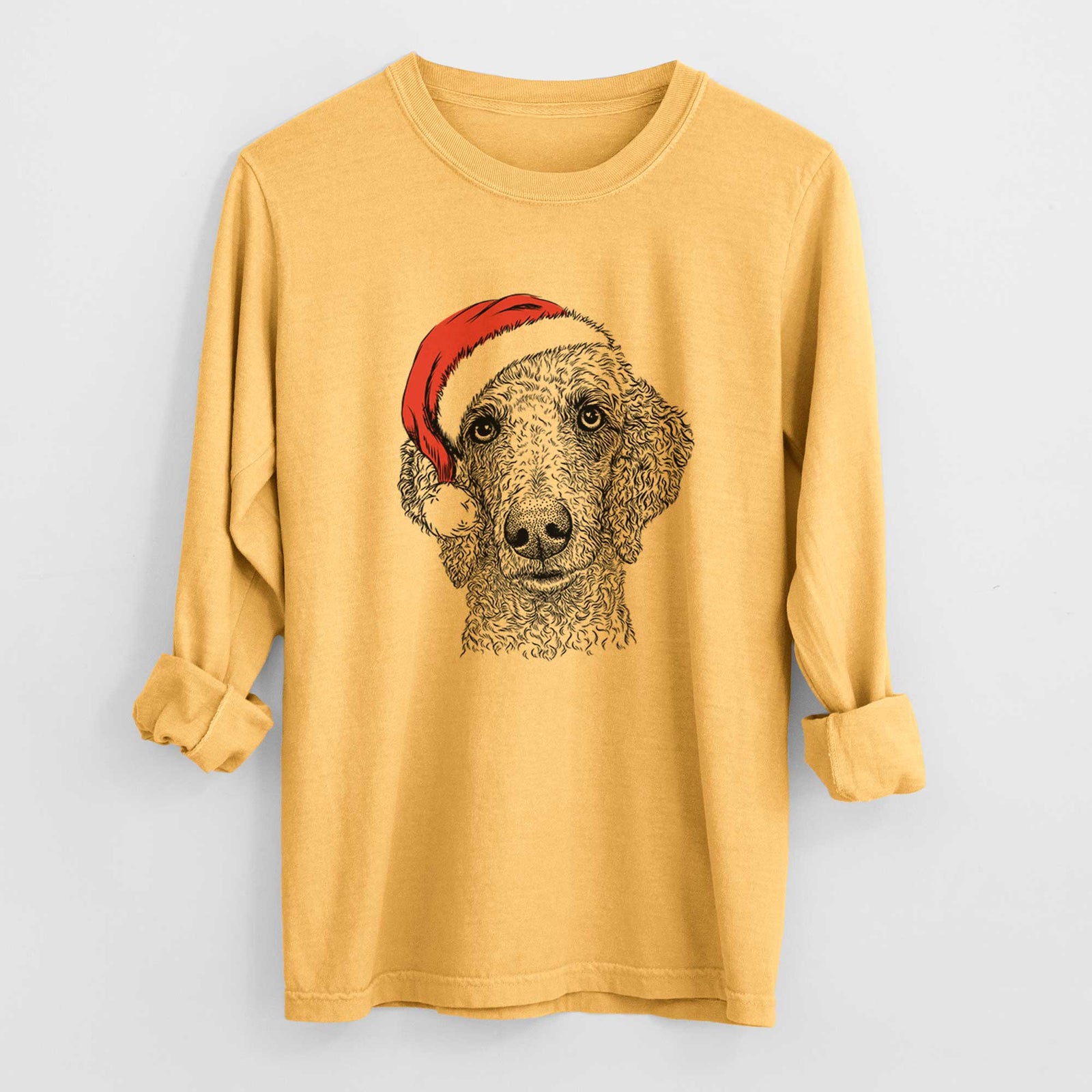 Santa Blossom the Poodle - Heavyweight 100% Cotton Long Sleeve