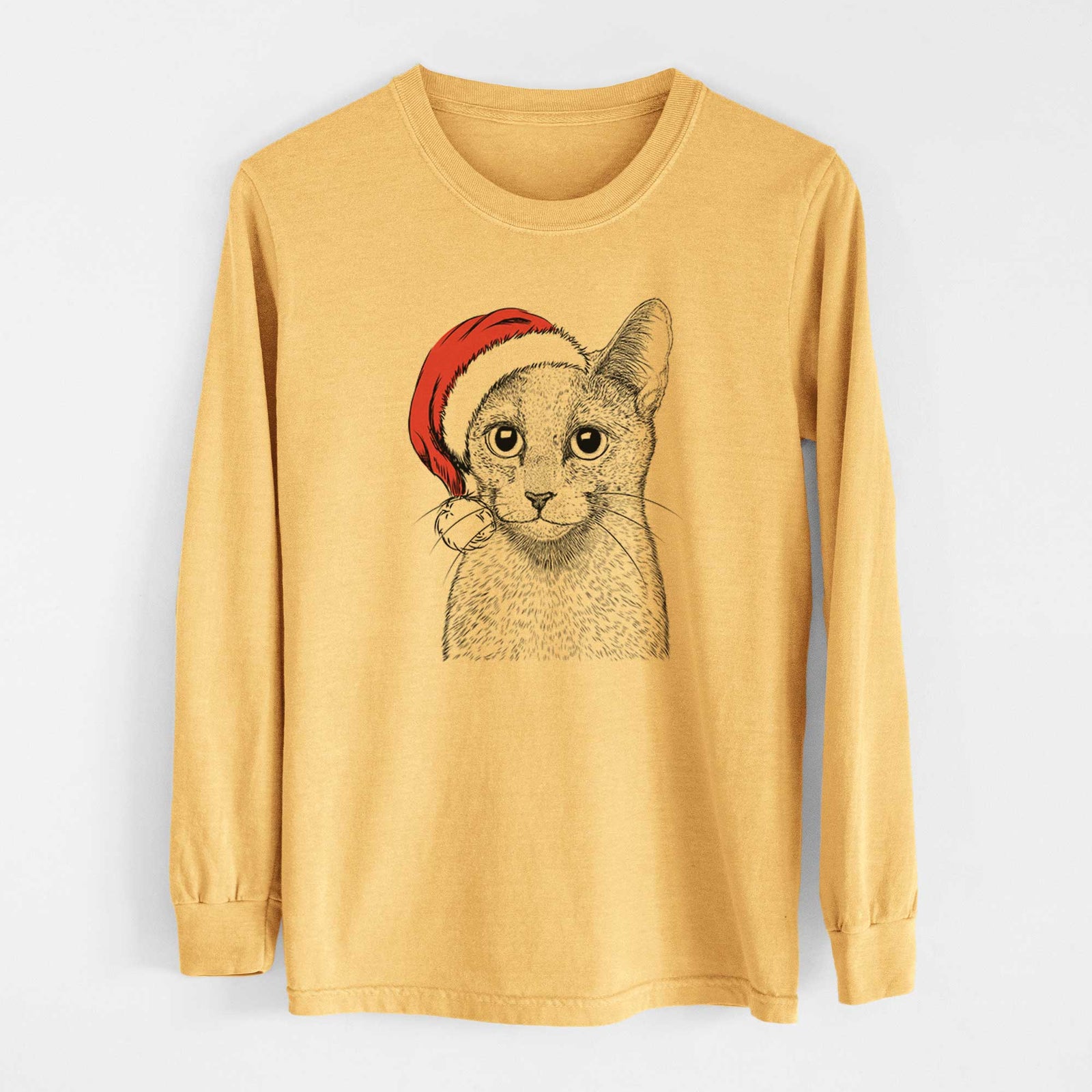 Santa Blue the Russsian Blue Cat - Heavyweight 100% Cotton Long Sleeve