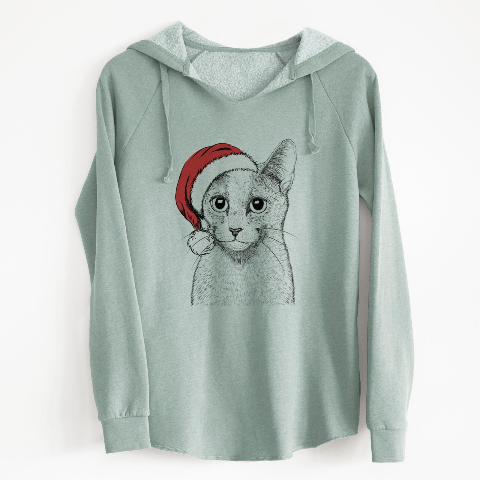 Santa Blue the Russsian Blue Cat - Cali Wave Hooded Sweatshirt