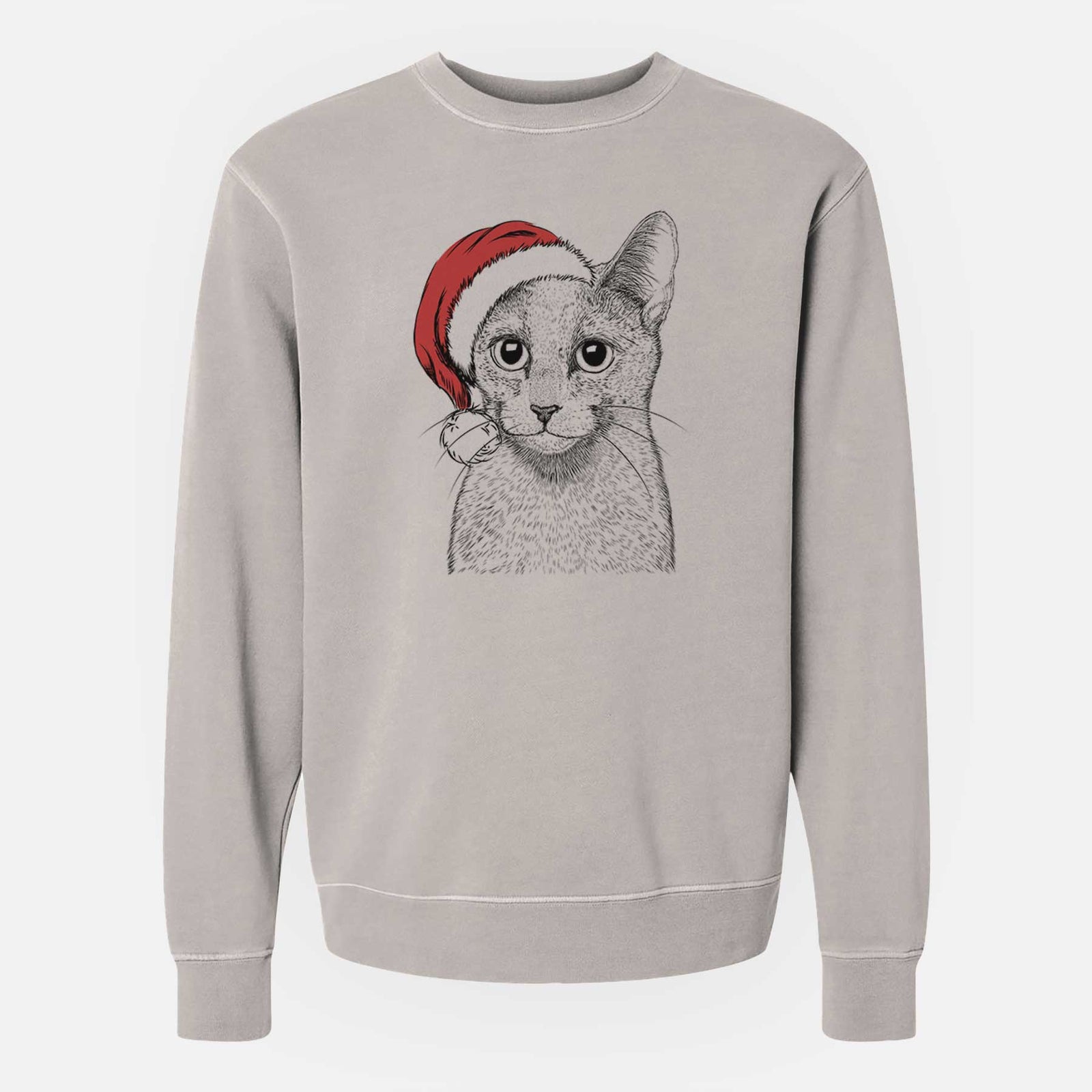 Santa Blue the Russsian Blue Cat - Unisex Pigment Dyed Crew Sweatshirt