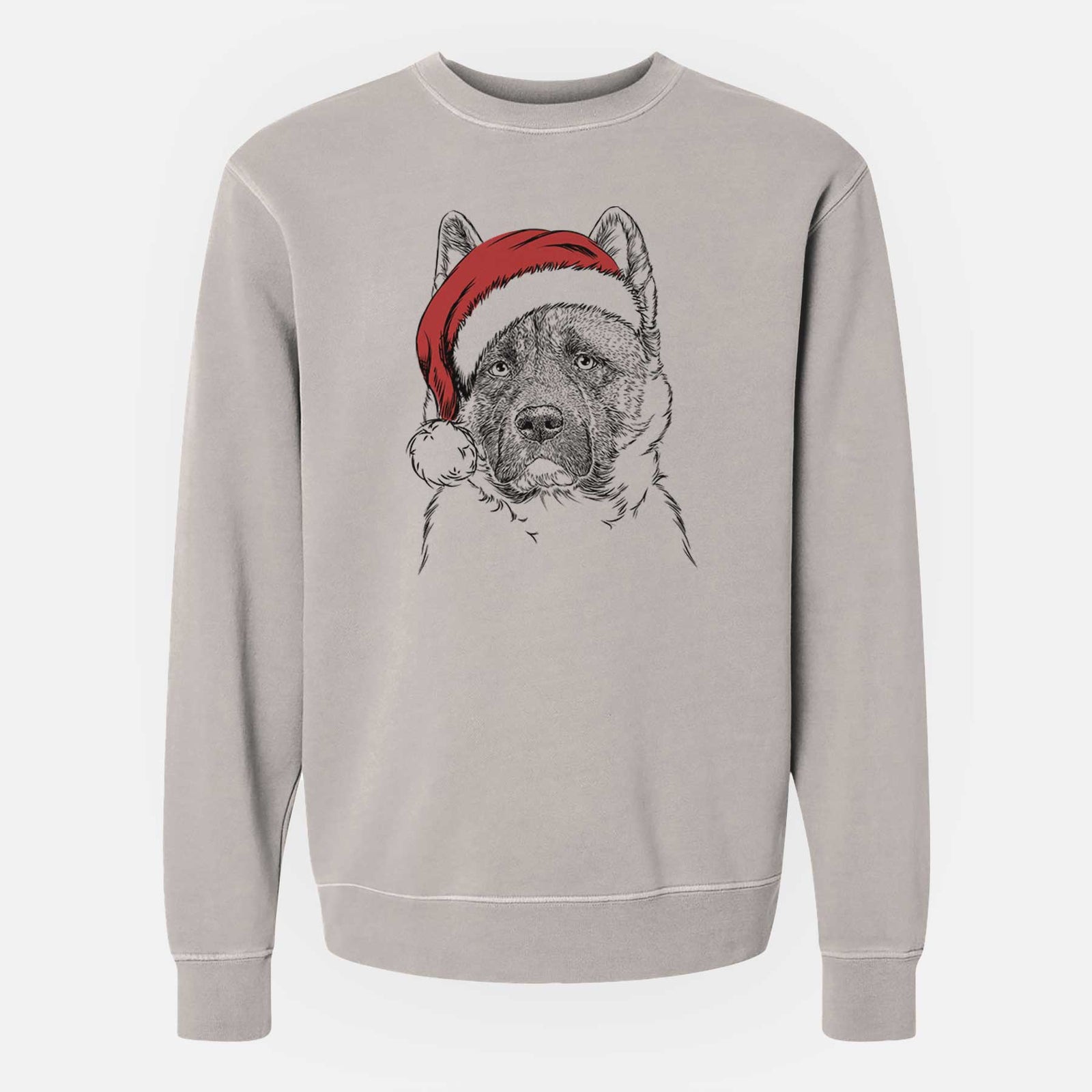 Santa Bo the American Akita - Unisex Pigment Dyed Crew Sweatshirt