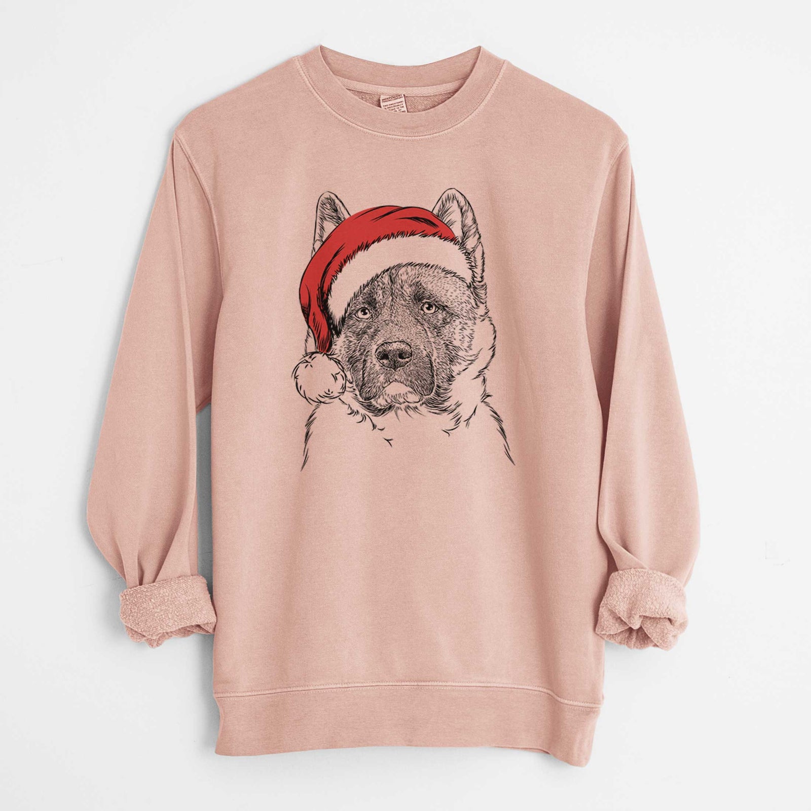 Santa Bo the American Akita - Unisex Pigment Dyed Crew Sweatshirt