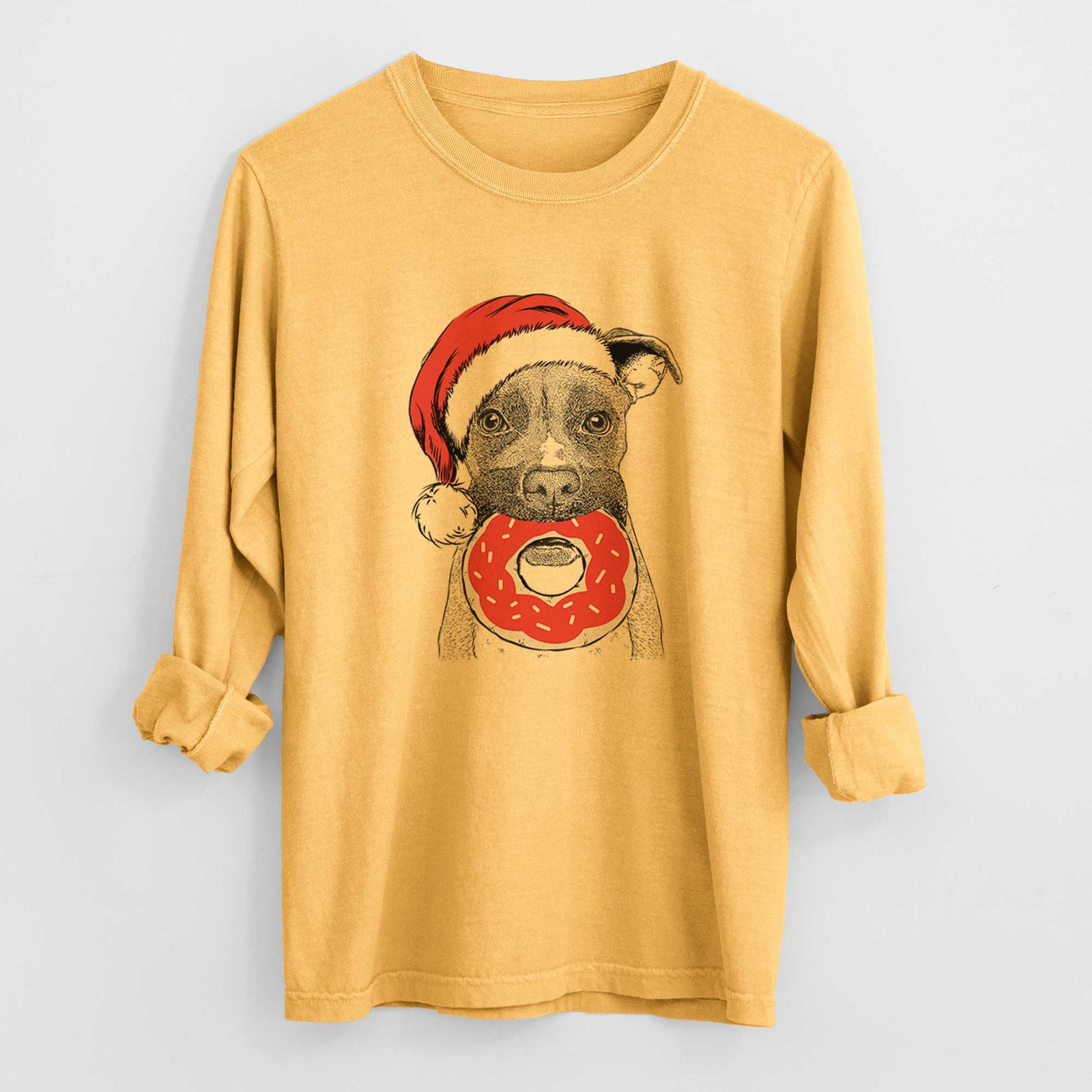 Santa Bo the Boxer - Heavyweight 100% Cotton Long Sleeve