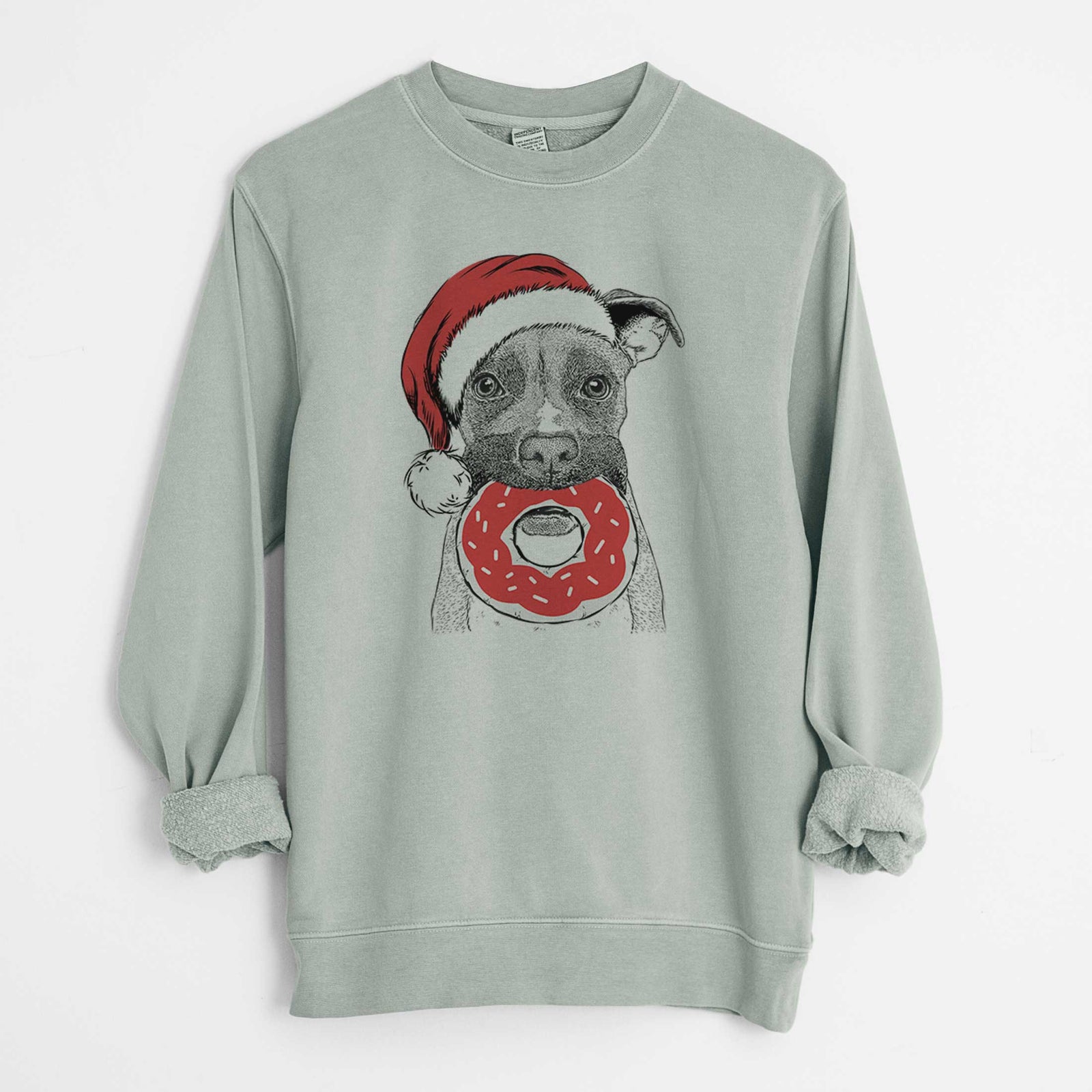 Santa Bo the Boxer - Unisex Pigment Dyed Crew Sweatshirt
