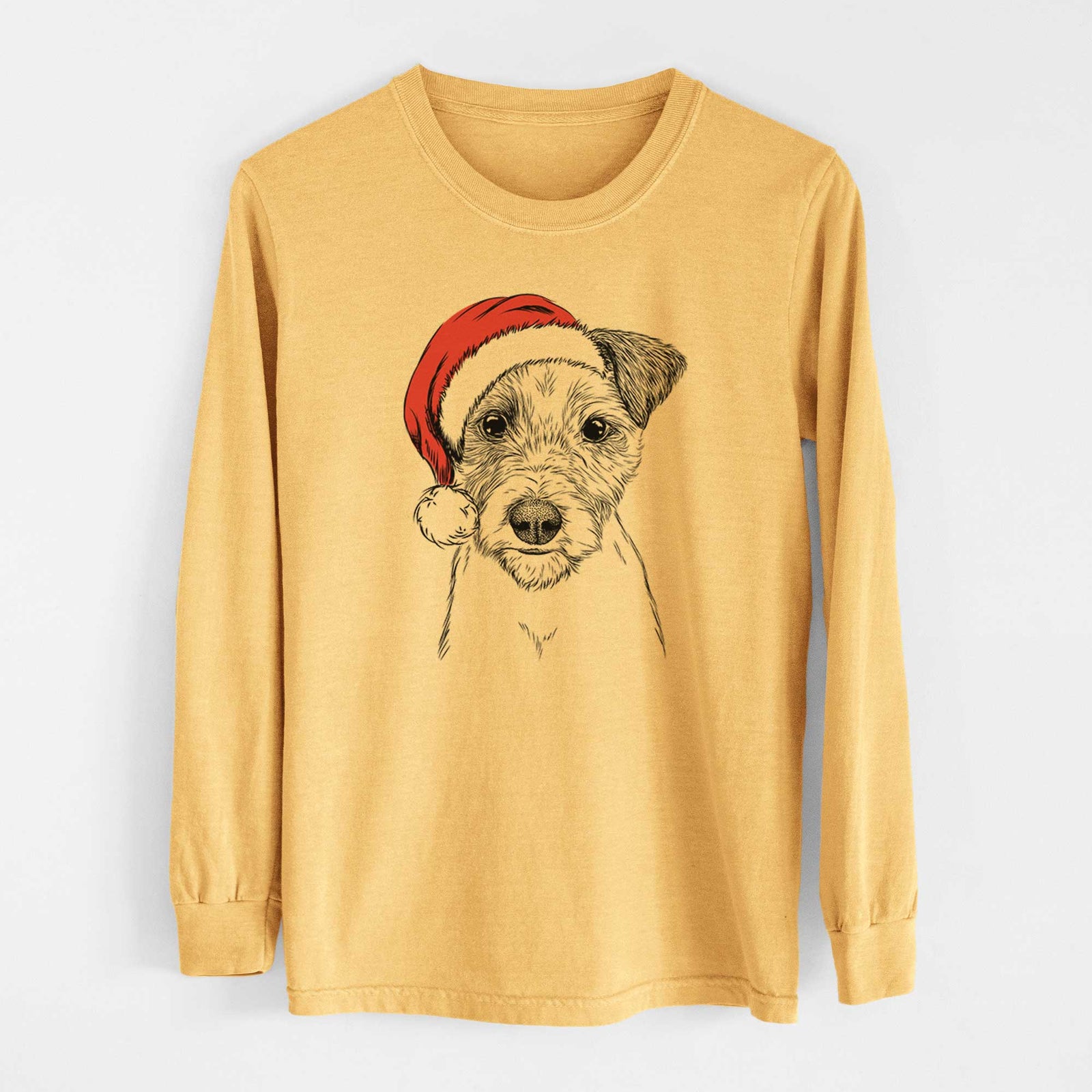 Santa Bogart the Parson Russell Terrier - Heavyweight 100% Cotton Long Sleeve