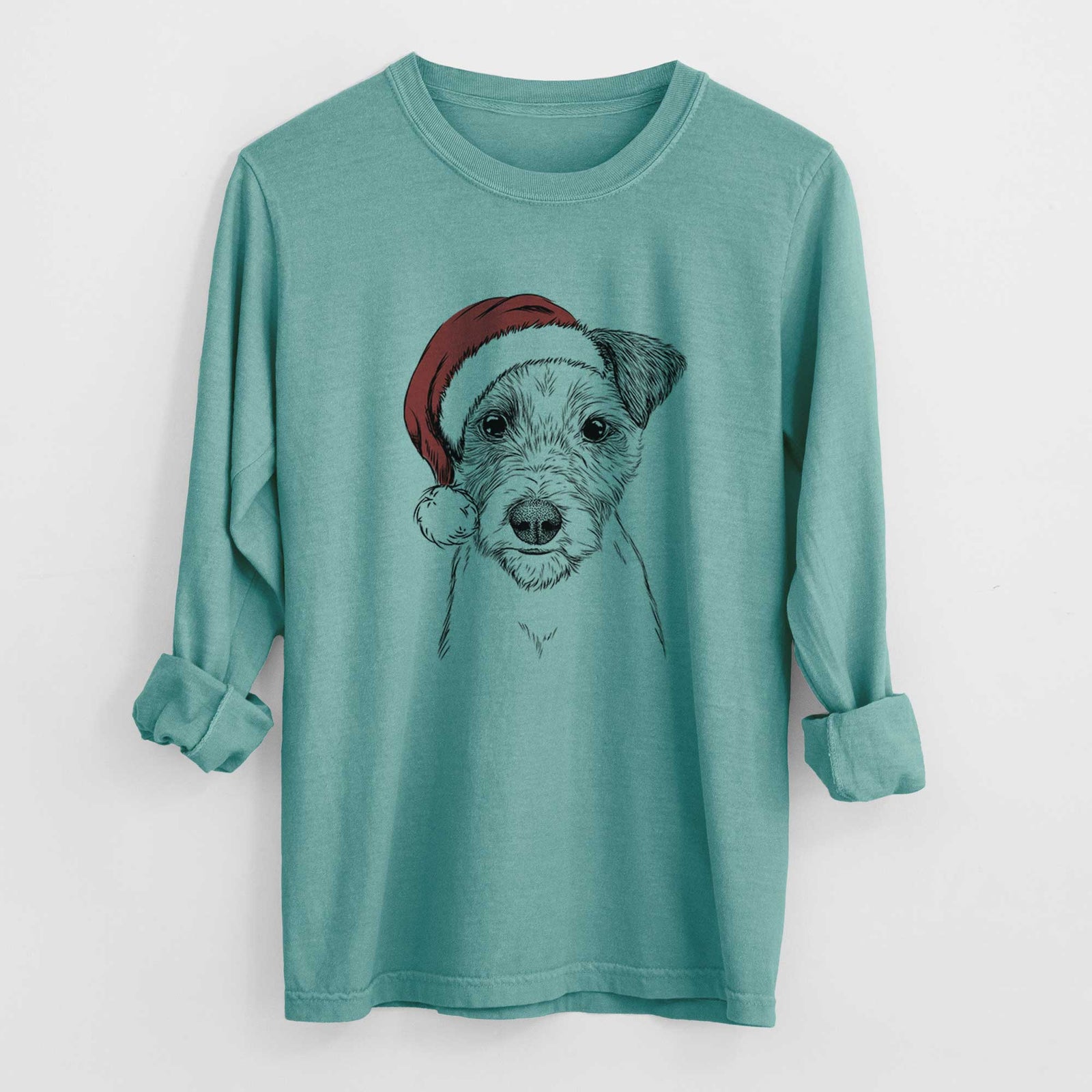 Santa Bogart the Parson Russell Terrier - Heavyweight 100% Cotton Long Sleeve